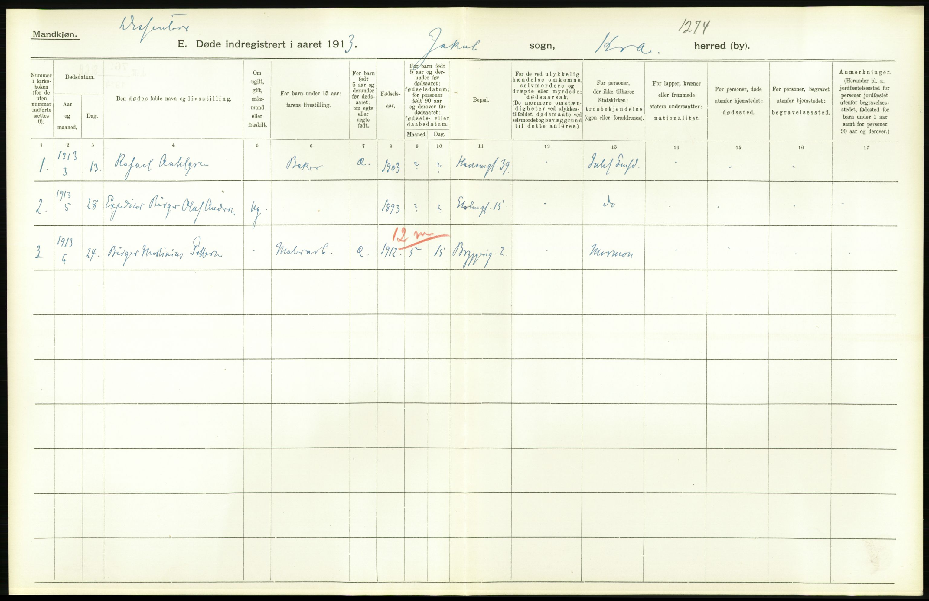Statistisk sentralbyrå, Sosiodemografiske emner, Befolkning, AV/RA-S-2228/D/Df/Dfb/Dfbc/L0009: Kristiania: Døde., 1913, p. 648