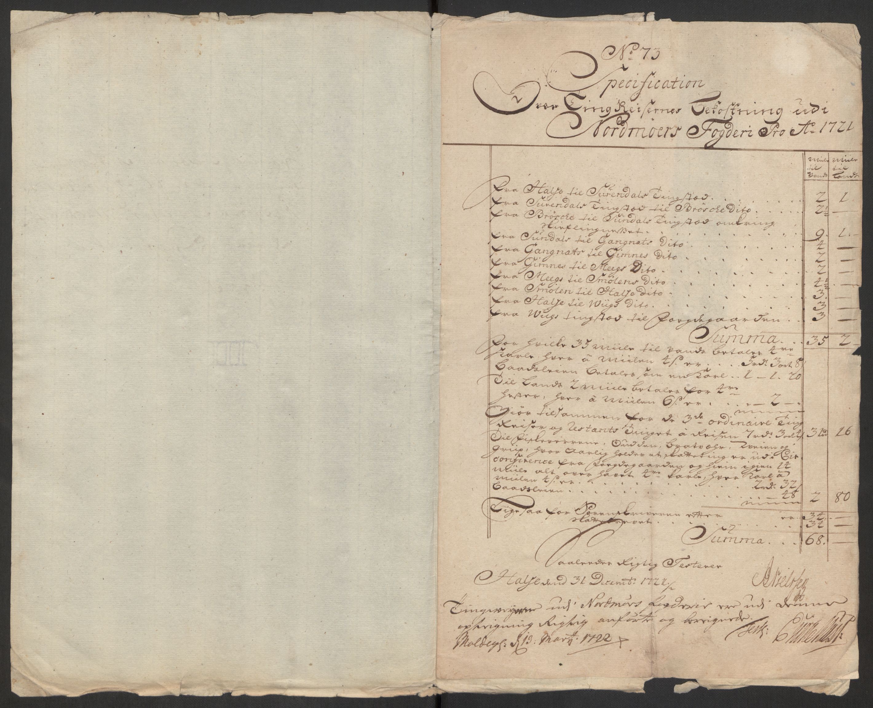 Rentekammeret inntil 1814, Reviderte regnskaper, Fogderegnskap, RA/EA-4092/R56/L3754: Fogderegnskap Nordmøre, 1721, p. 458