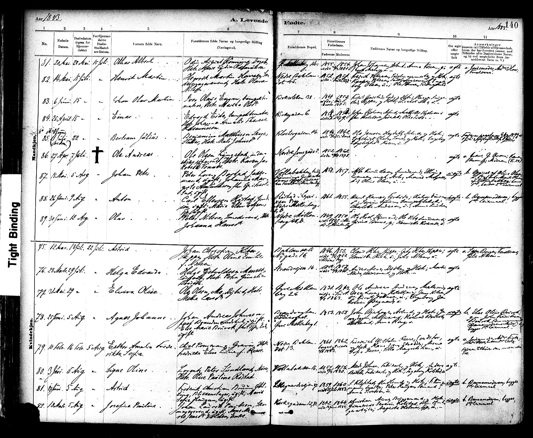 Ministerialprotokoller, klokkerbøker og fødselsregistre - Sør-Trøndelag, SAT/A-1456/604/L0188: Parish register (official) no. 604A09, 1878-1892, p. 140