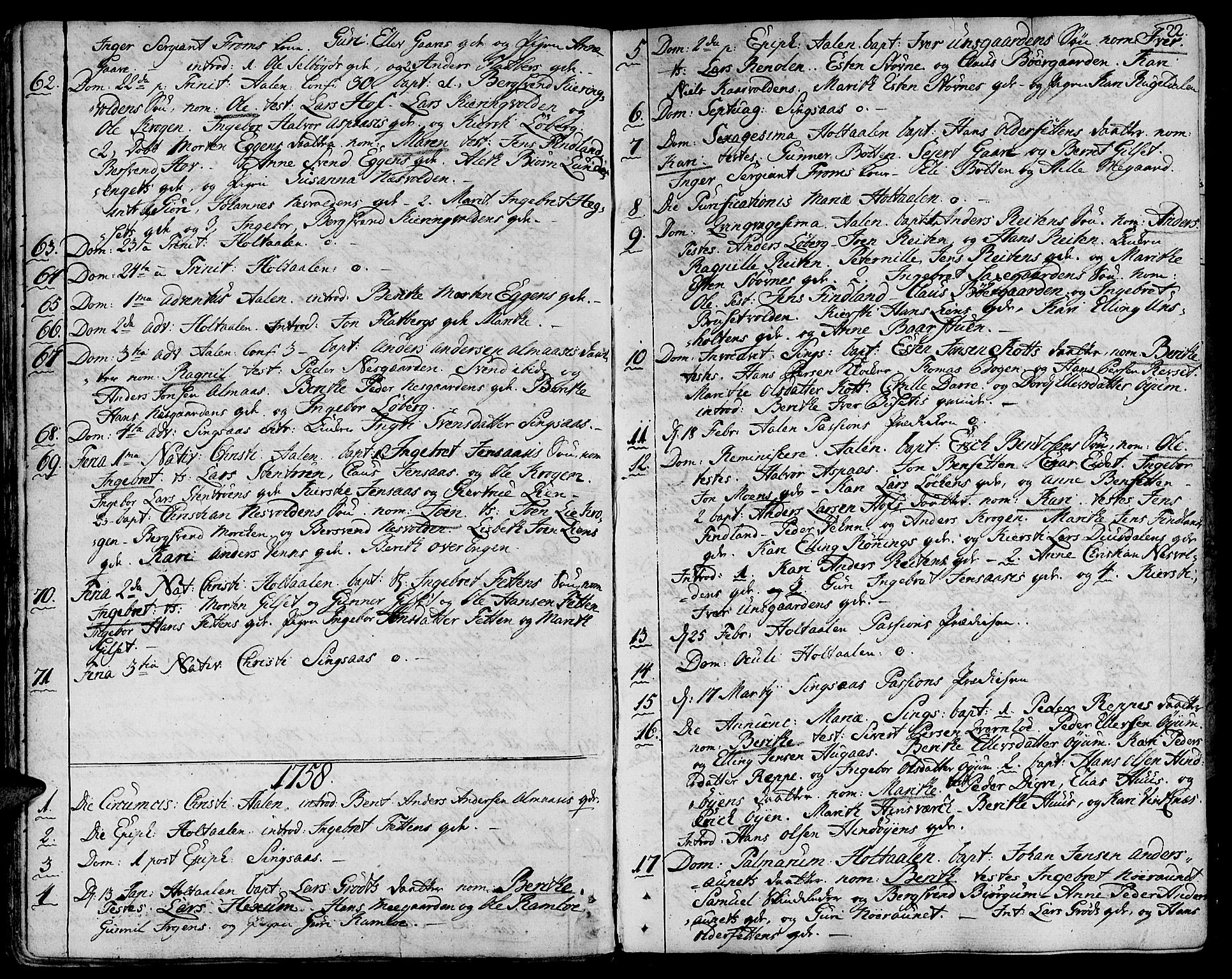 Ministerialprotokoller, klokkerbøker og fødselsregistre - Sør-Trøndelag, SAT/A-1456/685/L0952: Parish register (official) no. 685A01, 1745-1804, p. 22