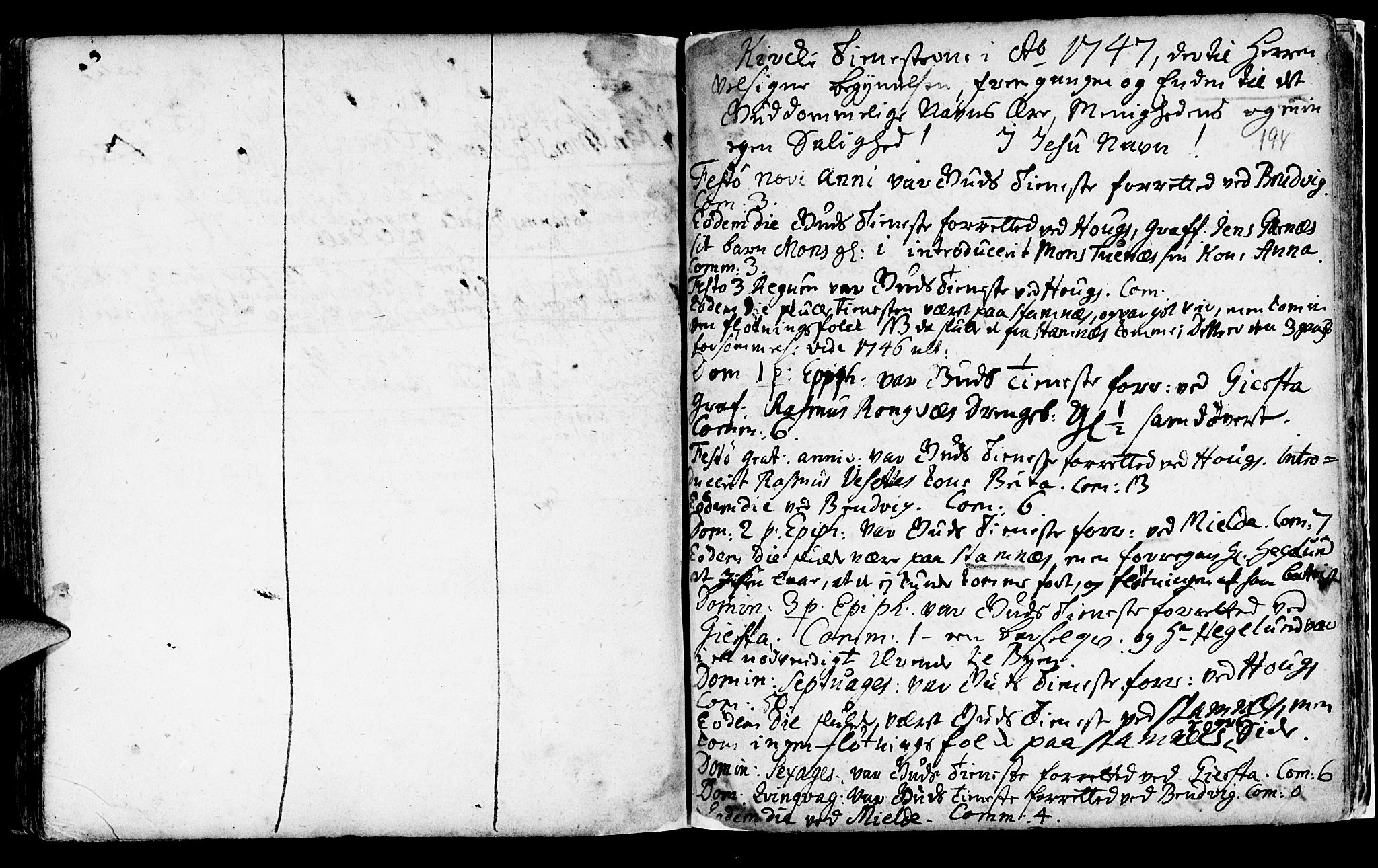 Haus sokneprestembete, SAB/A-75601/H/Haa: Parish register (official) no. A 5, 1733-1747, p. 194