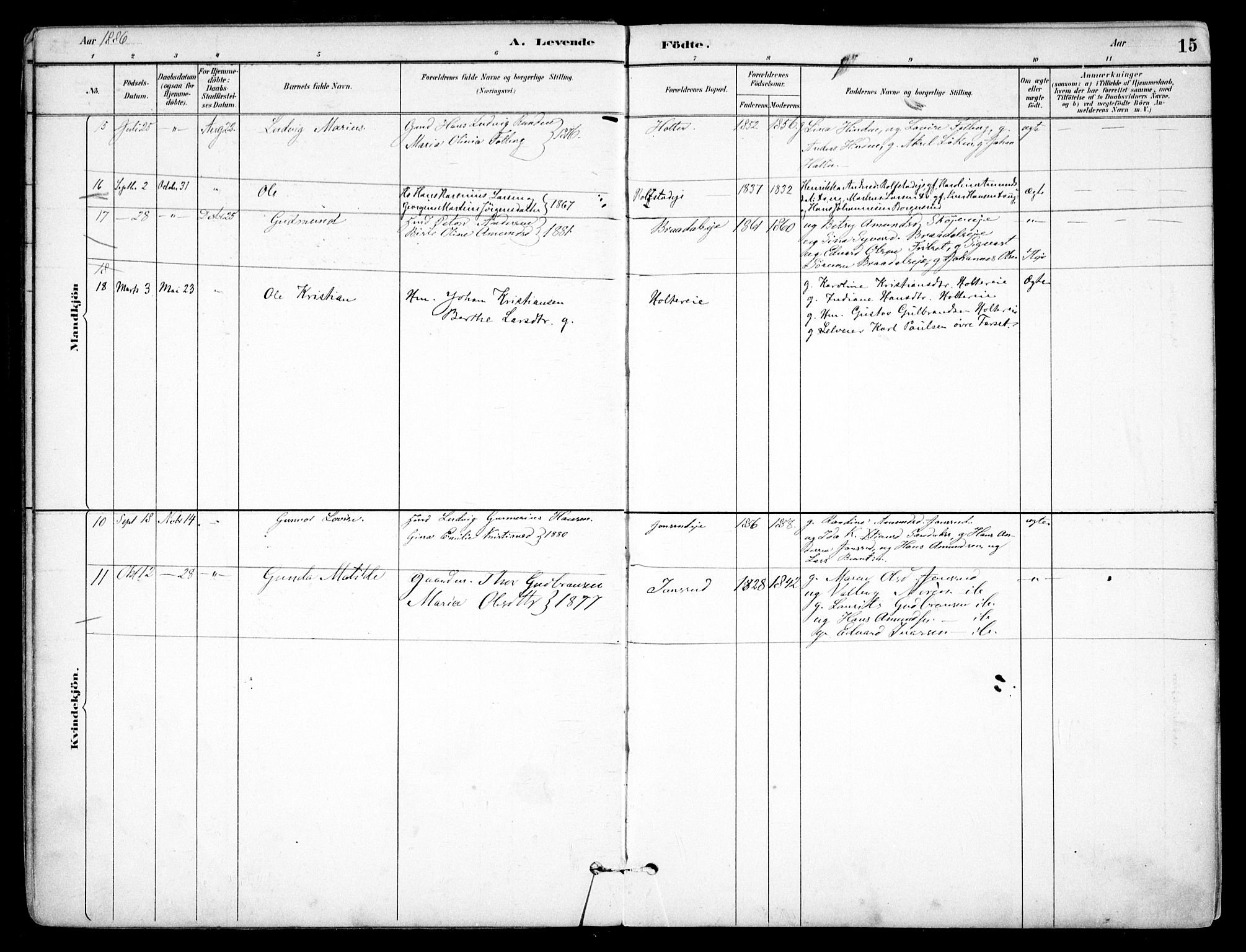 Nes prestekontor Kirkebøker, AV/SAO-A-10410/F/Fb/L0002: Parish register (official) no. II 2, 1883-1918, p. 15