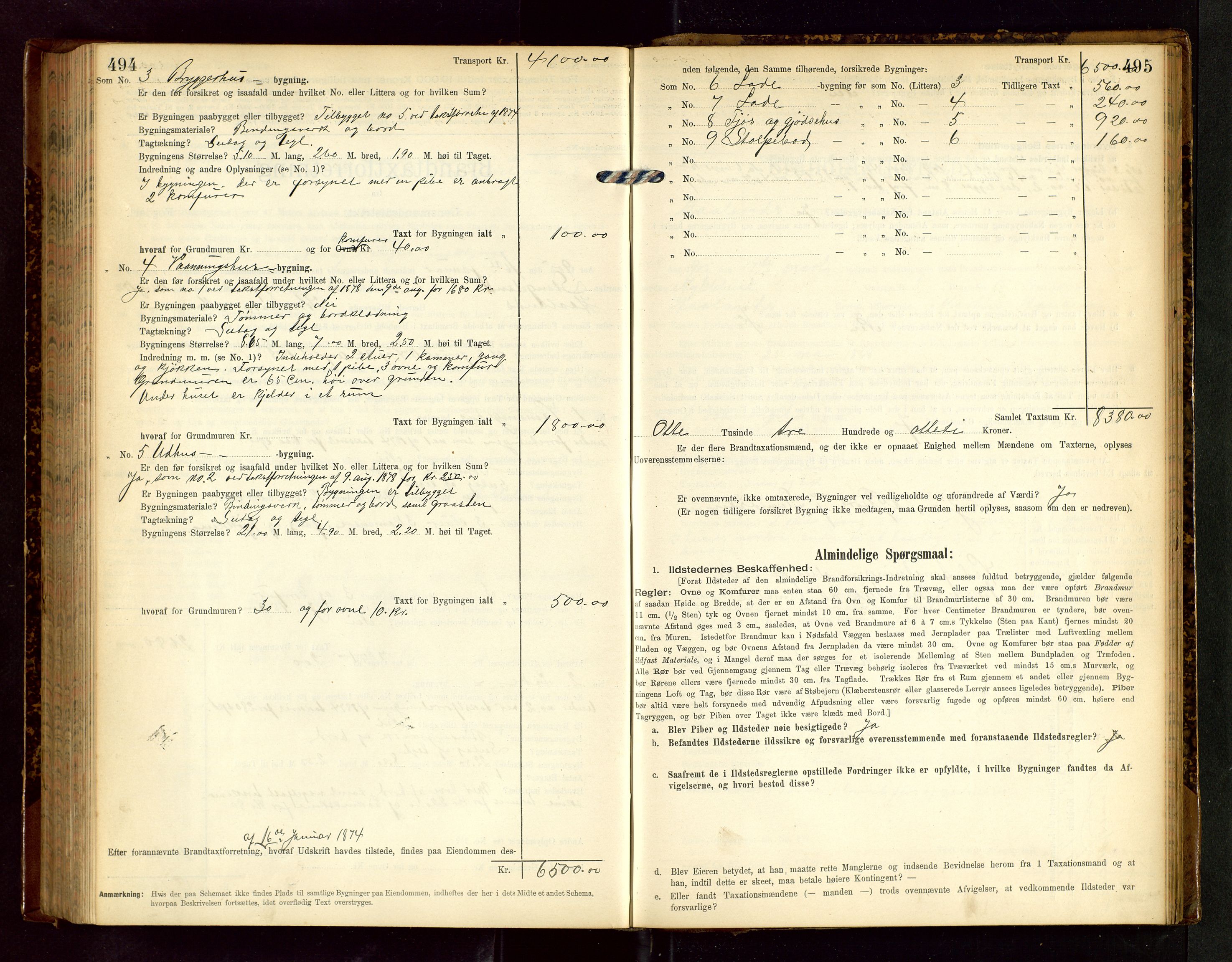 Håland lensmannskontor, SAST/A-100100/Gob/L0002: Branntakstprotokoll - skjematakst. Register i boken., 1902-1906, p. 494-495