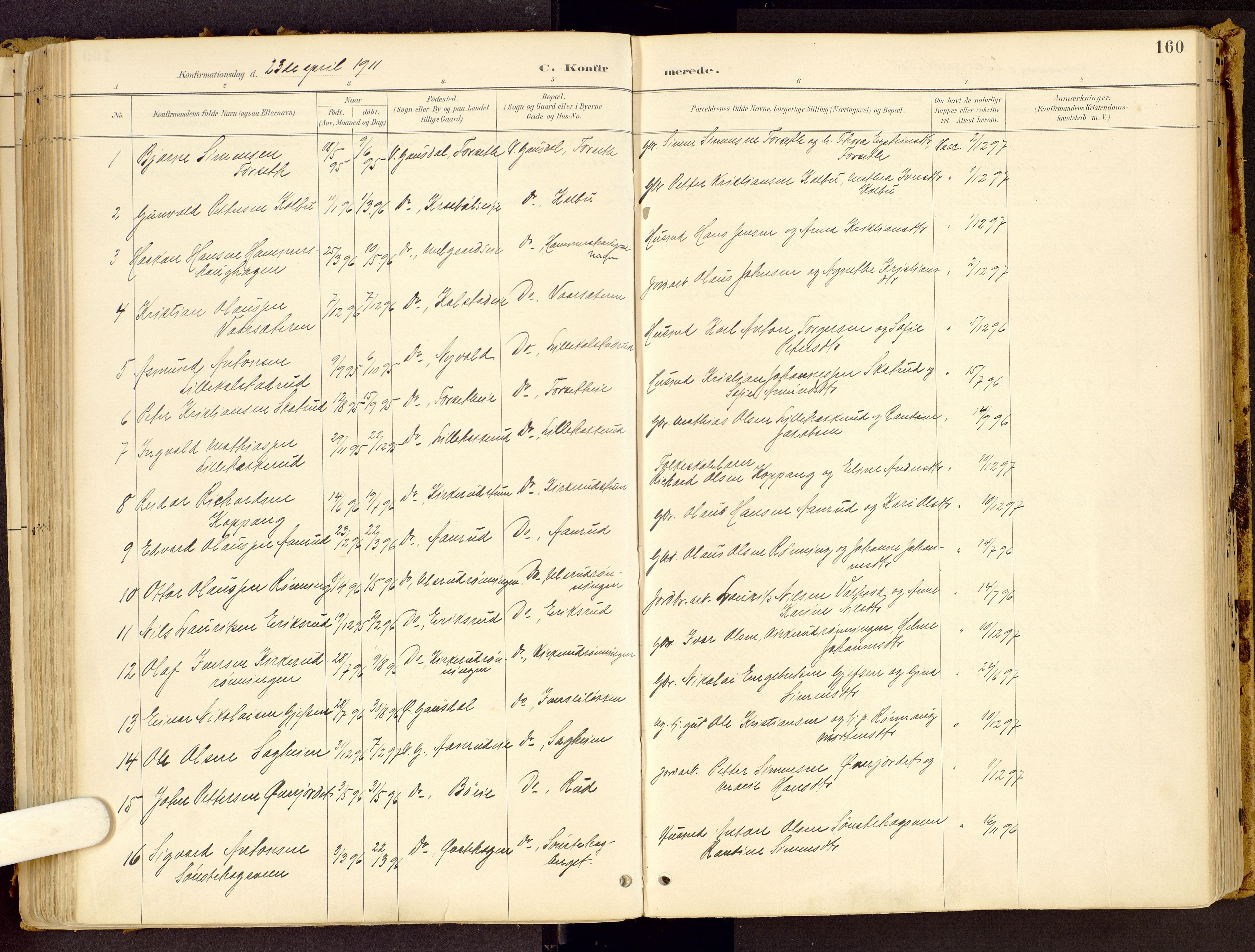 Vestre Gausdal prestekontor, SAH/PREST-094/H/Ha/Haa/L0001: Parish register (official) no. 1, 1887-1914, p. 160