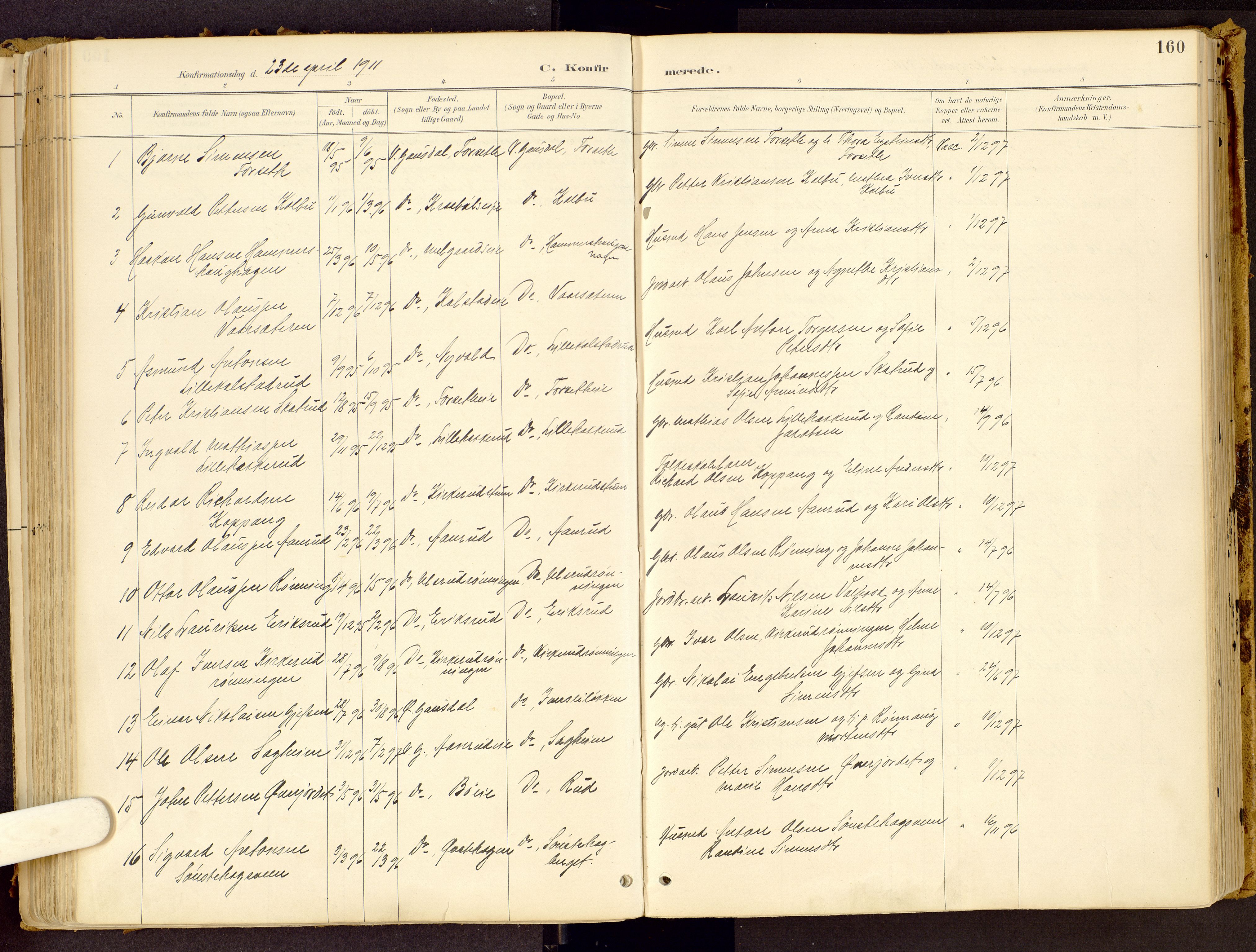 Vestre Gausdal prestekontor, AV/SAH-PREST-094/H/Ha/Haa/L0001: Parish register (official) no. 1, 1887-1914, p. 160