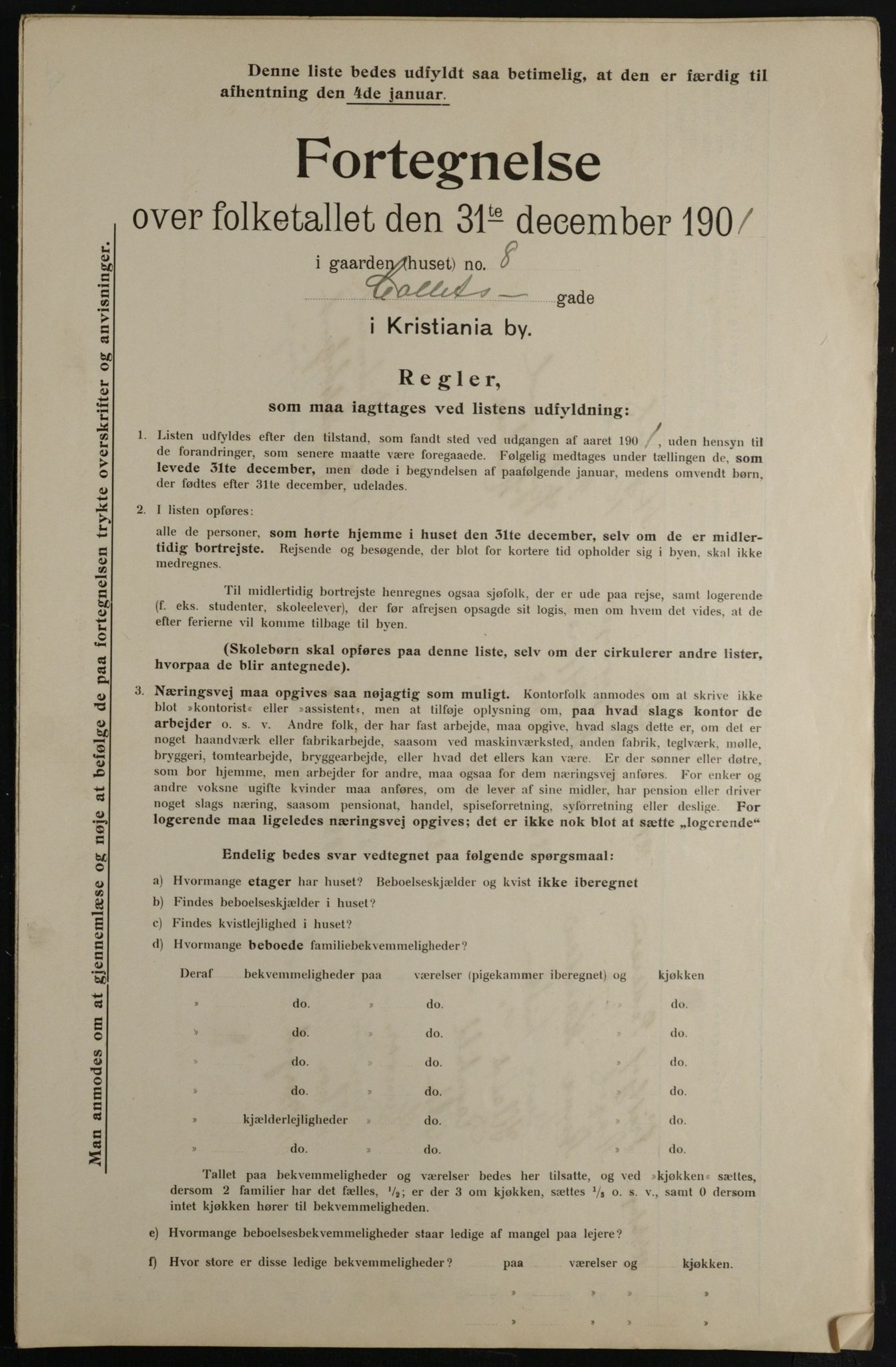 OBA, Municipal Census 1901 for Kristiania, 1901, p. 2126