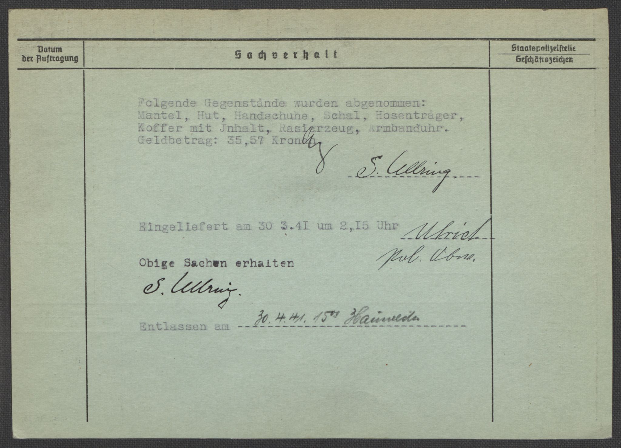 Befehlshaber der Sicherheitspolizei und des SD, AV/RA-RAFA-5969/E/Ea/Eaa/L0010: Register over norske fanger i Møllergata 19: Sø-Å, 1940-1945, p. 639