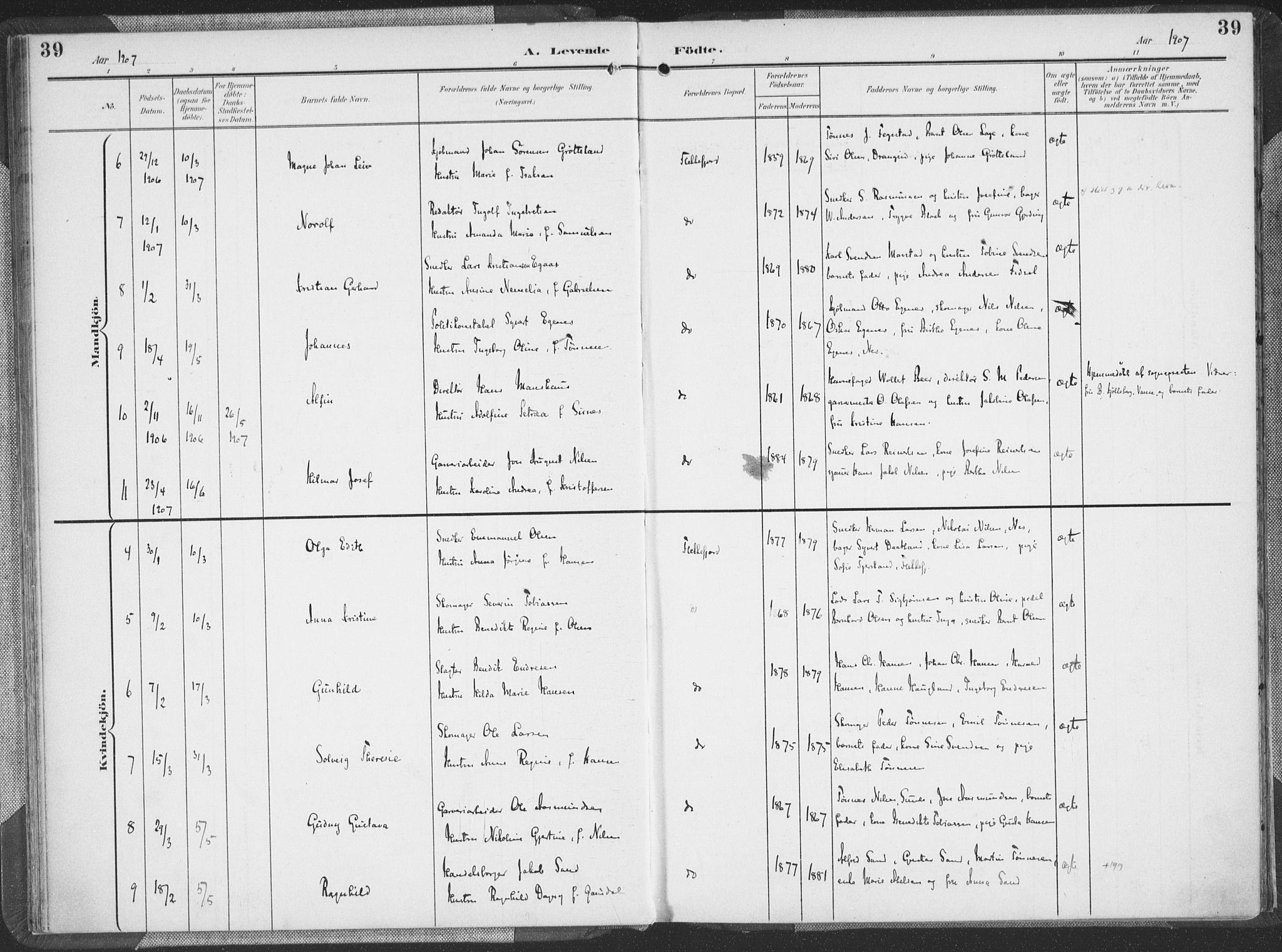 Flekkefjord sokneprestkontor, AV/SAK-1111-0012/F/Fa/Faa/L0002: Parish register (official) no. A 2, 1900-1912, p. 39