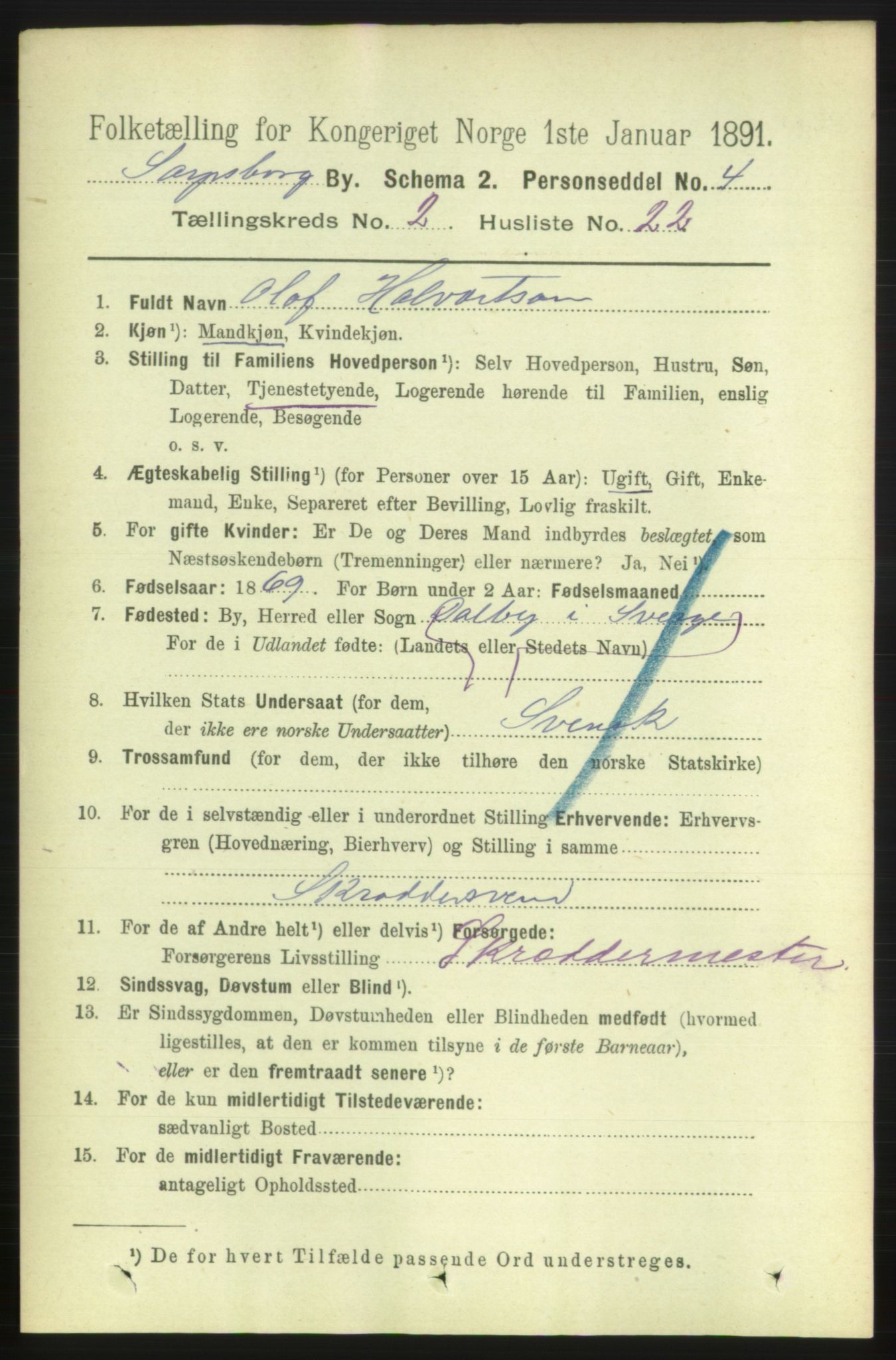 RA, 1891 census for 0102 Sarpsborg, 1891, p. 1473