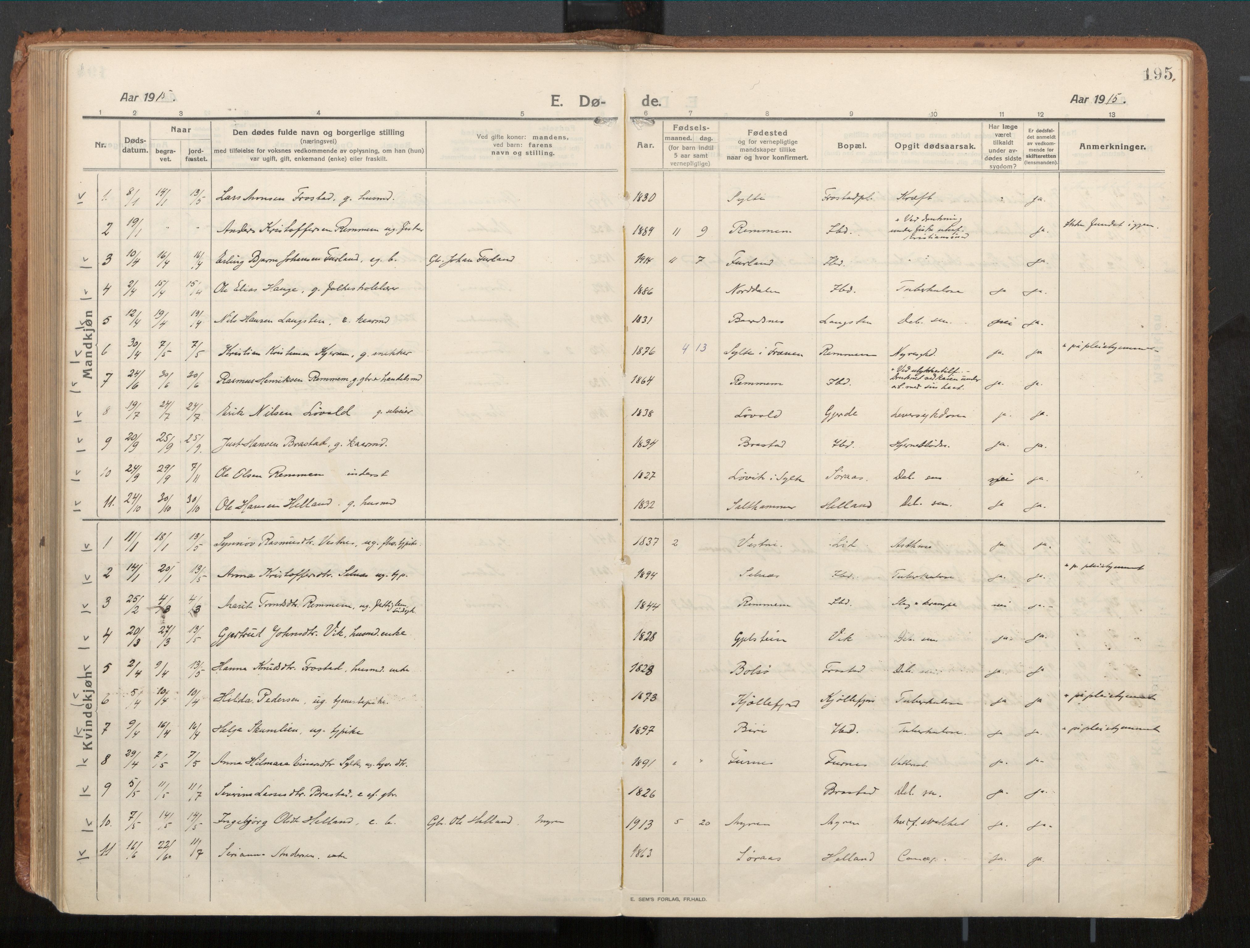 Ministerialprotokoller, klokkerbøker og fødselsregistre - Møre og Romsdal, AV/SAT-A-1454/539/L0534a: Parish register (official) no. 539A08, 1912-1935, p. 195