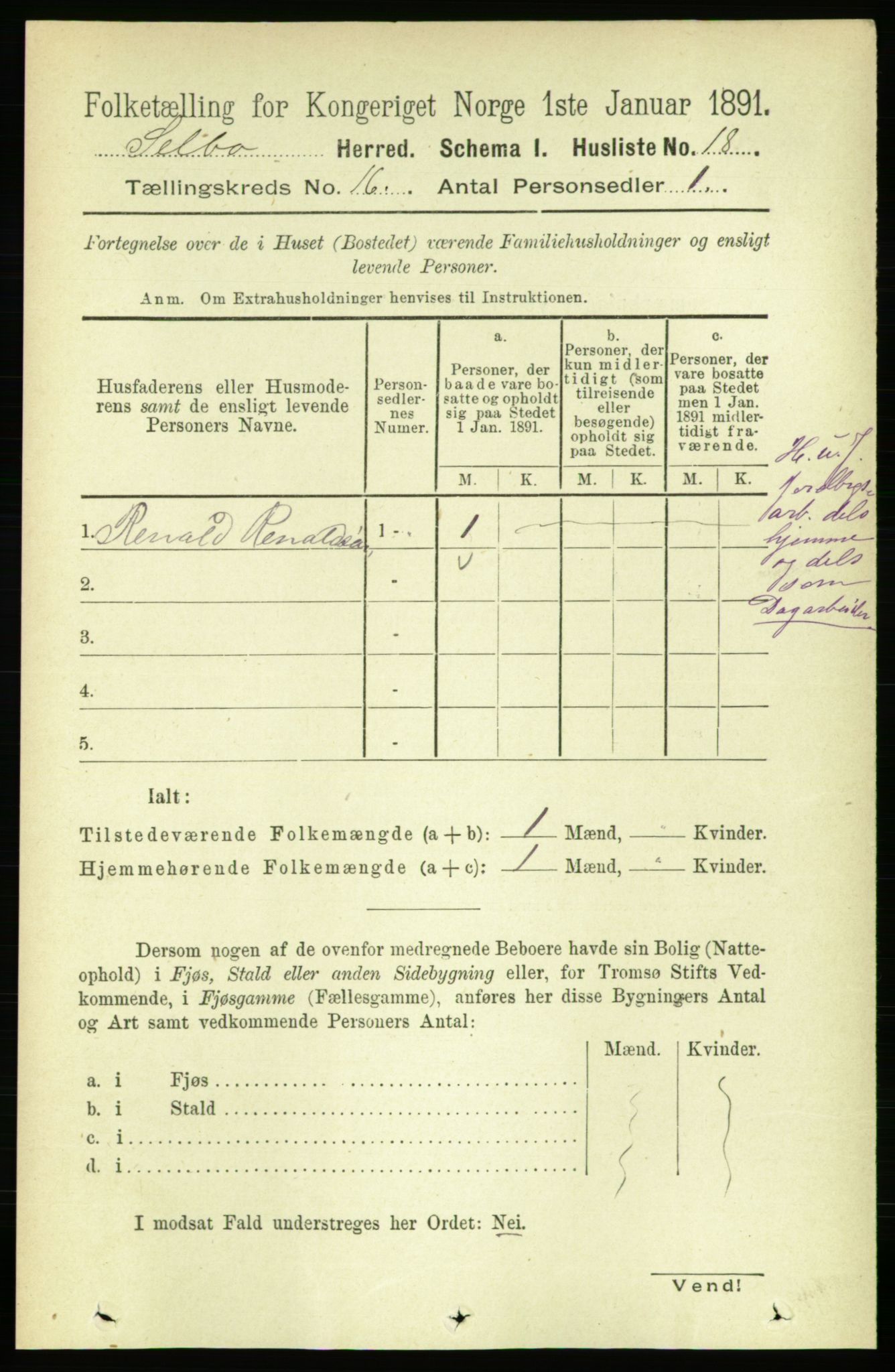 RA, 1891 census for 1664 Selbu, 1891, p. 5704