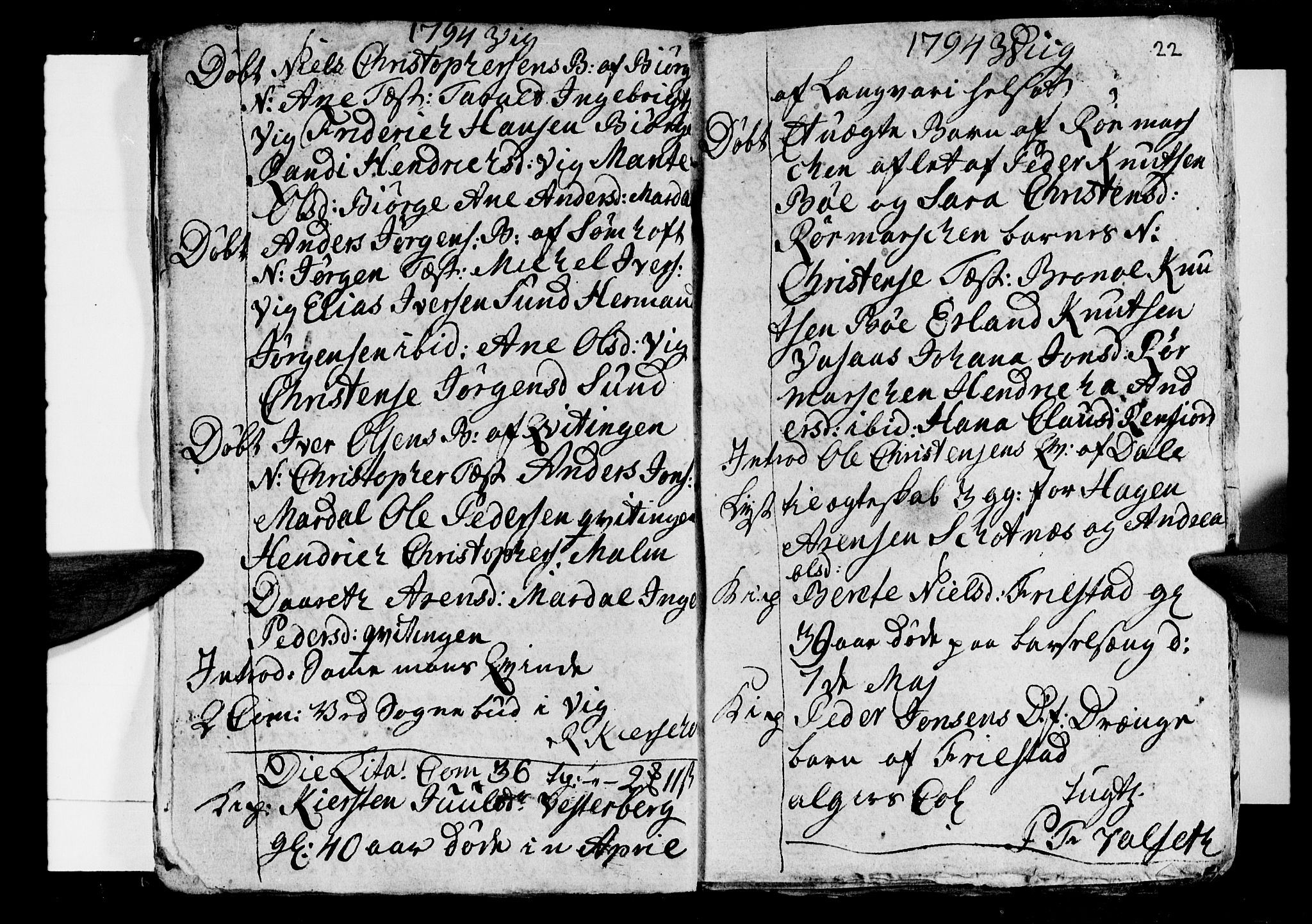 Ministerialprotokoller, klokkerbøker og fødselsregistre - Nordland, AV/SAT-A-1459/812/L0184: Parish register (copy) no. 812C02, 1793-1809, p. 22