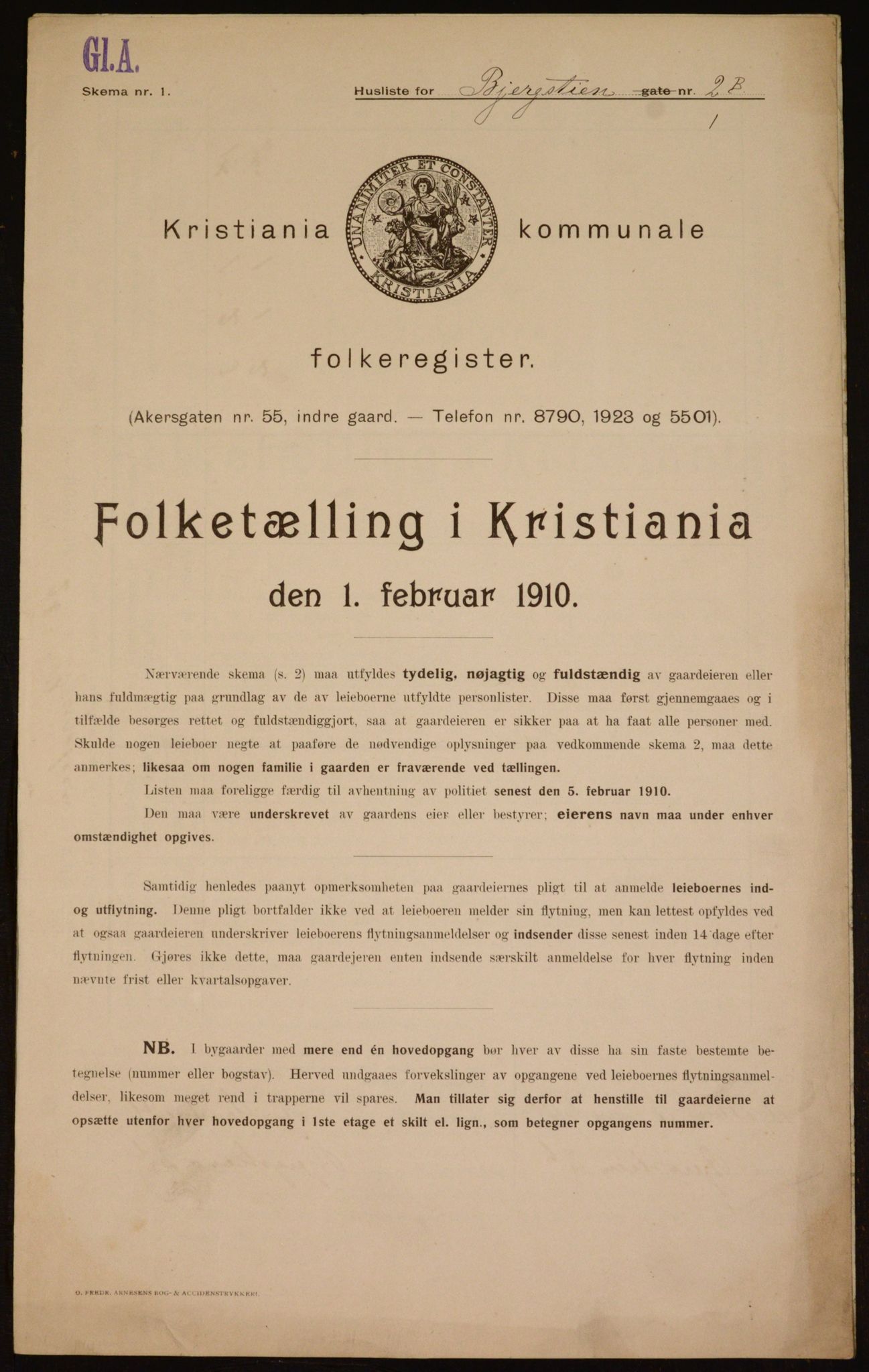 OBA, Municipal Census 1910 for Kristiania, 1910, p. 4176