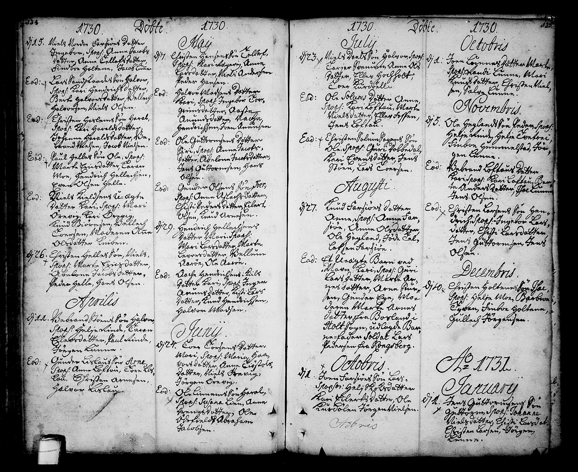 Sannidal kirkebøker, SAKO/A-296/F/Fa/L0001: Parish register (official) no. 1, 1702-1766, p. 134-135