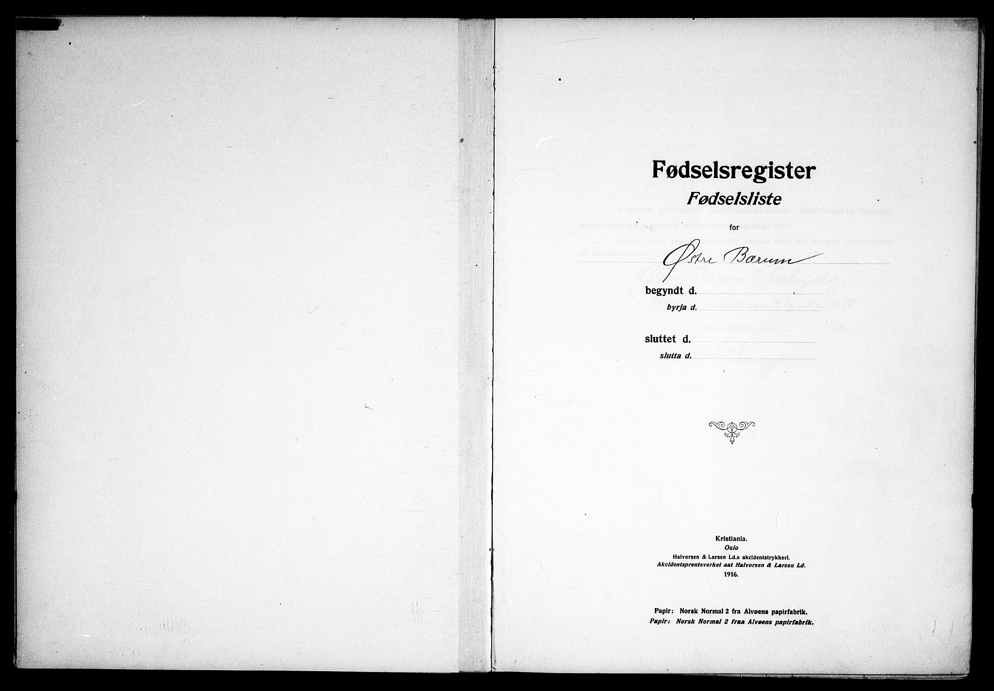 Østre Bærum prestekontor Kirkebøker, SAO/A-10887/J/Ja/L0001: Birth register no. 1, 1916-1922