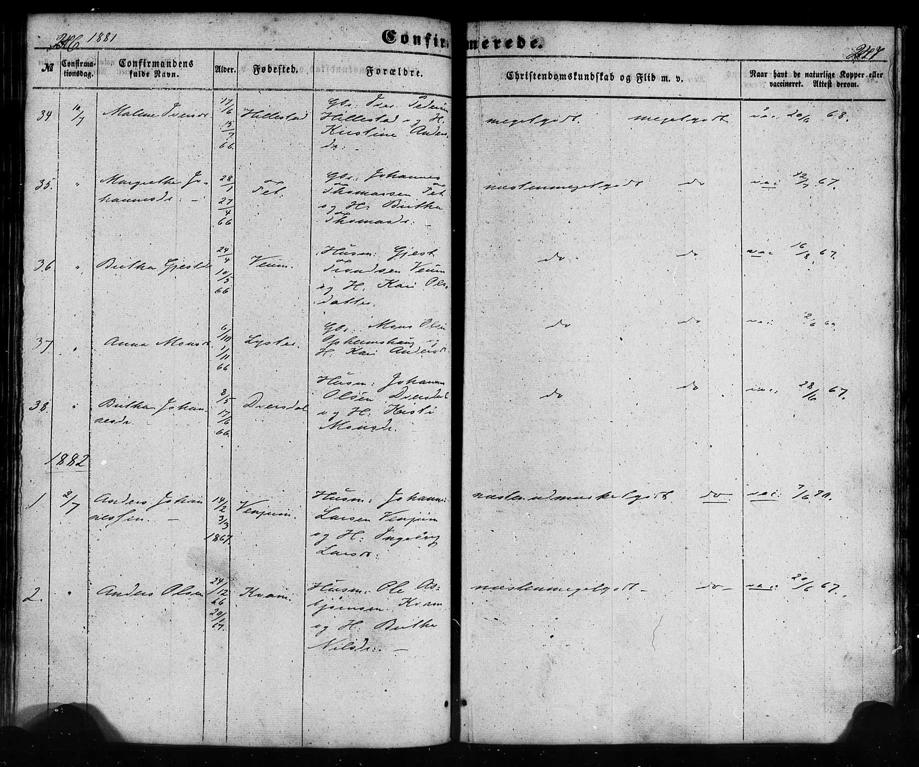 Hafslo sokneprestembete, SAB/A-80301/H/Haa/Haaa/L0012: Parish register (official) no. A 12, 1852-1885, p. 246-247
