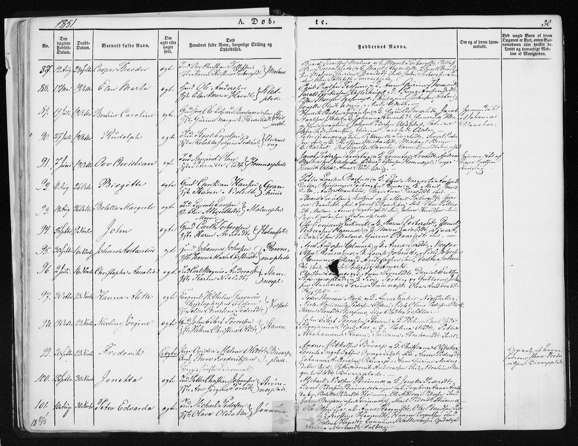 Ministerialprotokoller, klokkerbøker og fødselsregistre - Nord-Trøndelag, SAT/A-1458/741/L0393: Parish register (official) no. 741A07, 1849-1863, p. 30