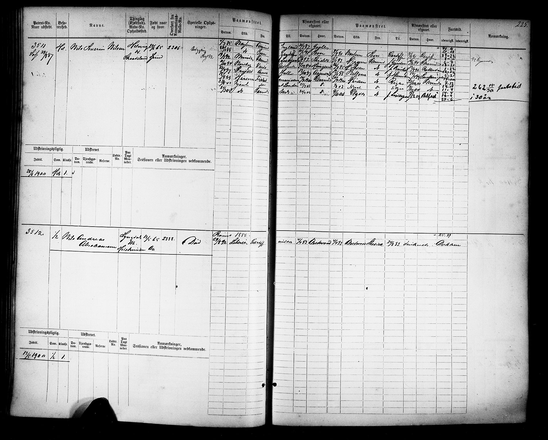 Farsund mønstringskrets, AV/SAK-2031-0017/F/Fb/L0019: Hovedrulle nr 3067-3832, Z-11, 1882-1922, p. 229