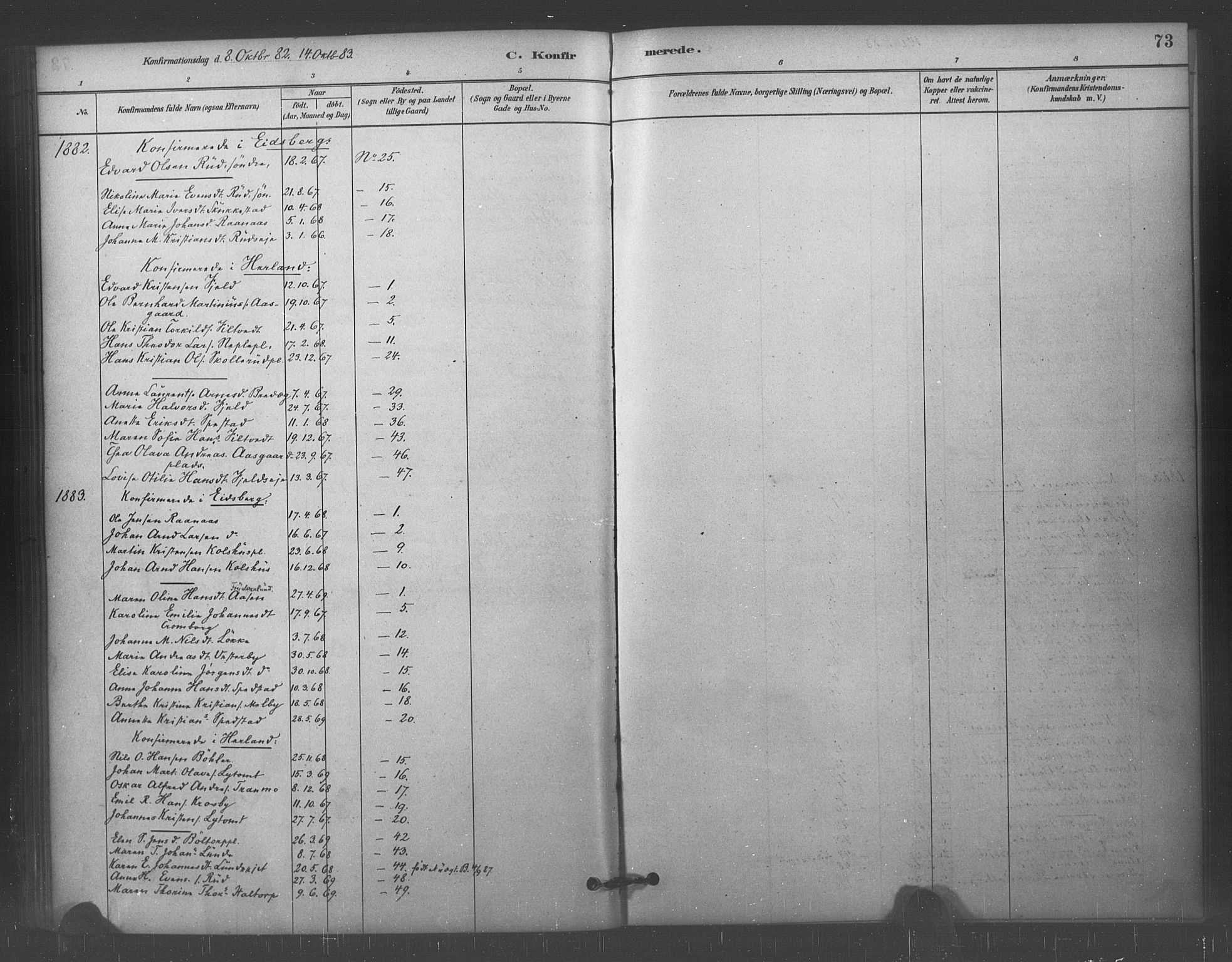 Eidsberg prestekontor Kirkebøker, SAO/A-10905/F/Fc/L0001: Parish register (official) no. III 1, 1879-1905, p. 73