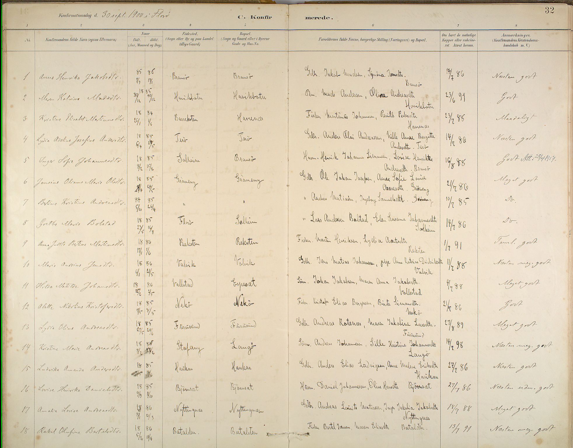 Kinn sokneprestembete, SAB/A-80801/H/Haa/Haab/L0006: Parish register (official) no. B 6, 1883-1925, p. 32