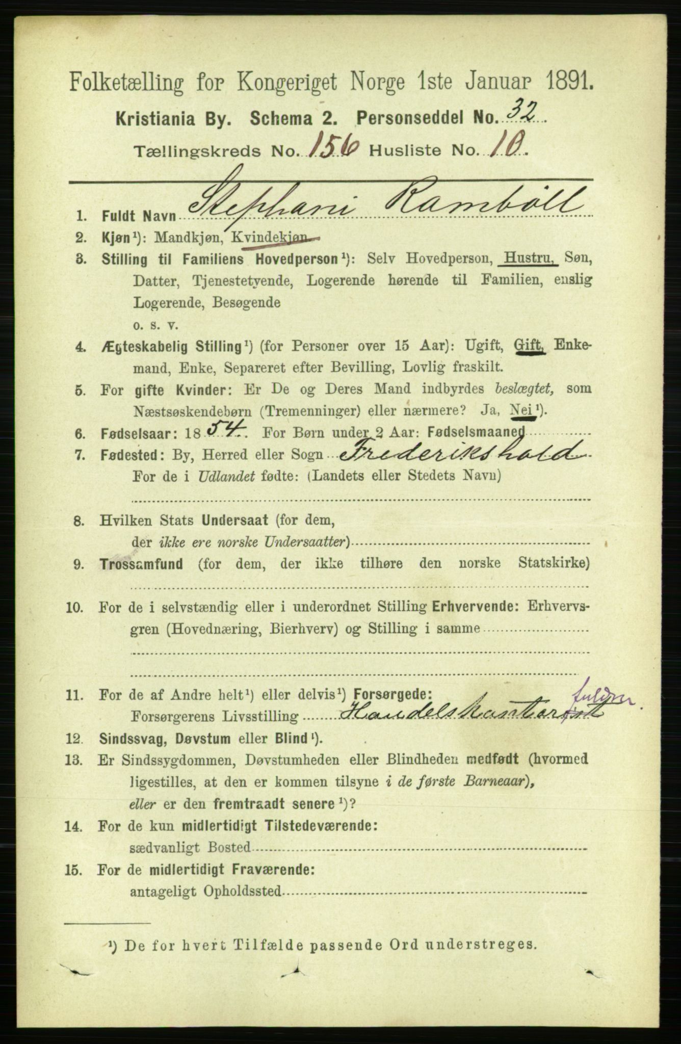 RA, 1891 census for 0301 Kristiania, 1891, p. 88845