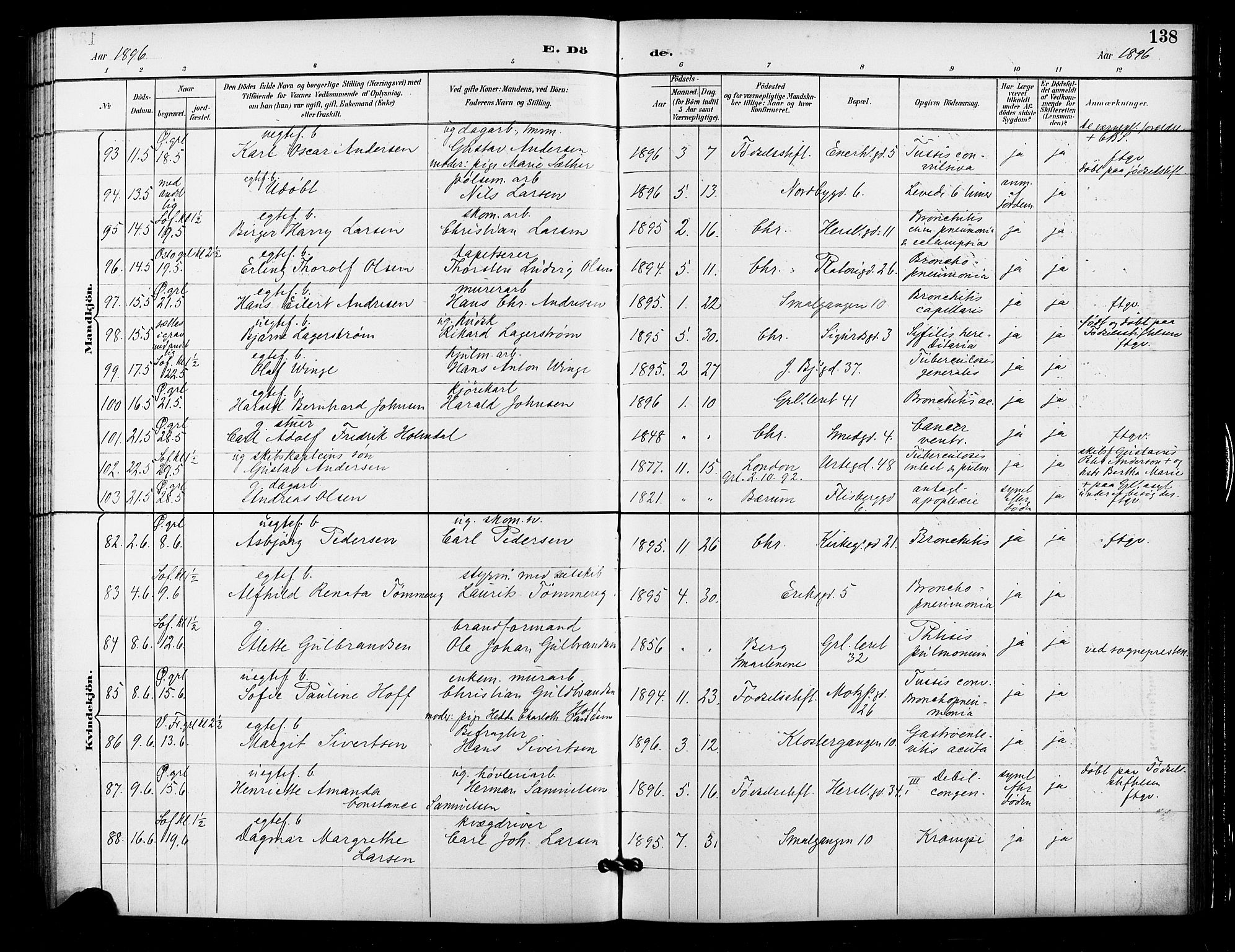 Grønland prestekontor Kirkebøker, AV/SAO-A-10848/F/Fa/L0010: Parish register (official) no. 10, 1891-1898, p. 138