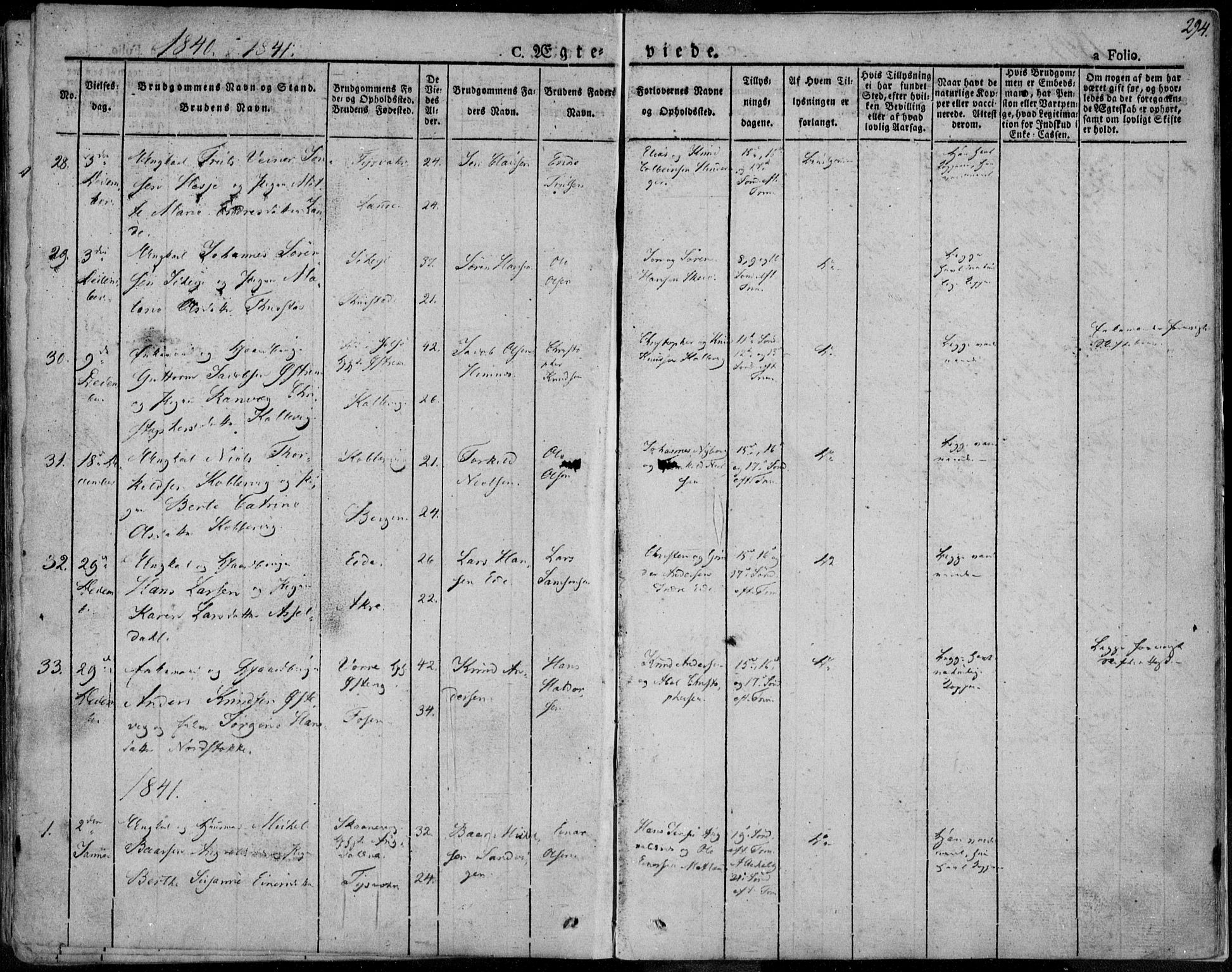 Avaldsnes sokneprestkontor, SAST/A -101851/H/Ha/Haa/L0005: Parish register (official) no. A 5.1, 1825-1841, p. 294