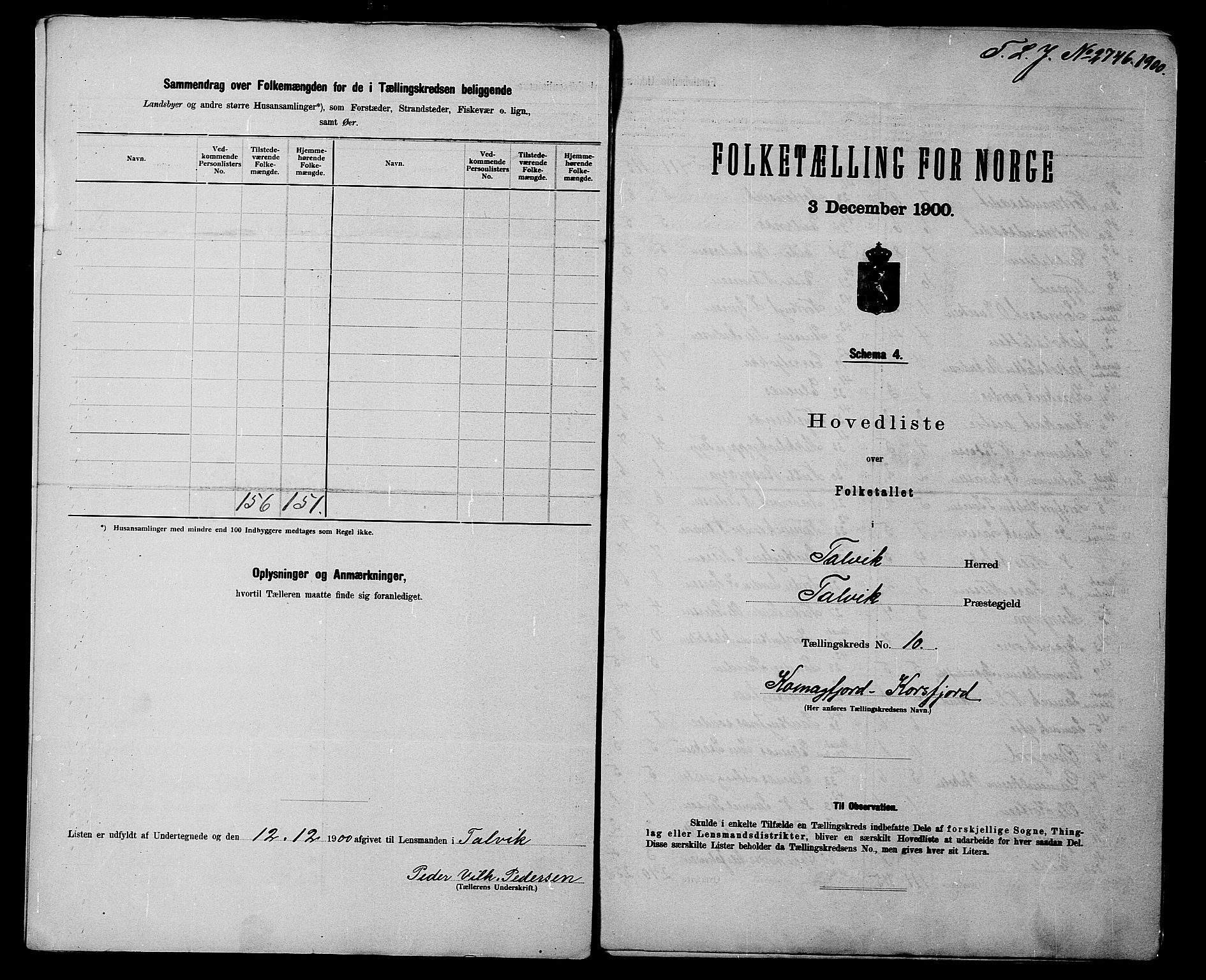 SATØ, 1900 census for Talvik, 1900, p. 22