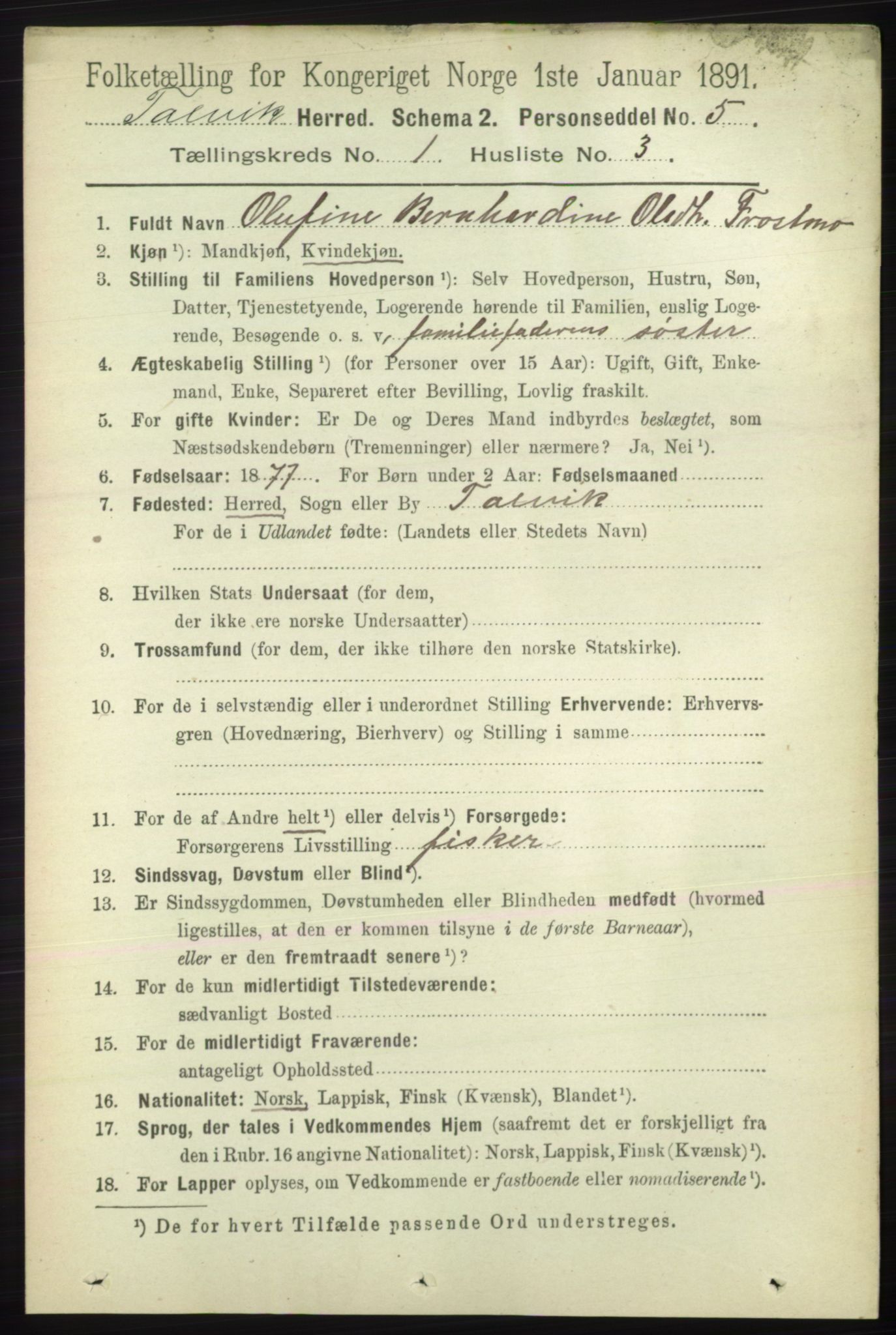 RA, 1891 census for 2013 Talvik, 1891, p. 109