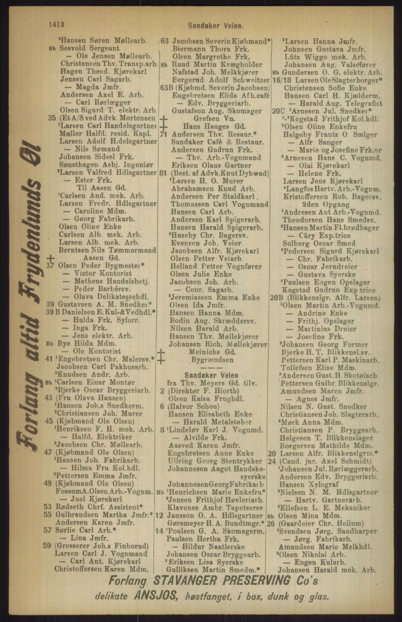 Kristiania/Oslo adressebok, PUBL/-, 1911, p. 1412