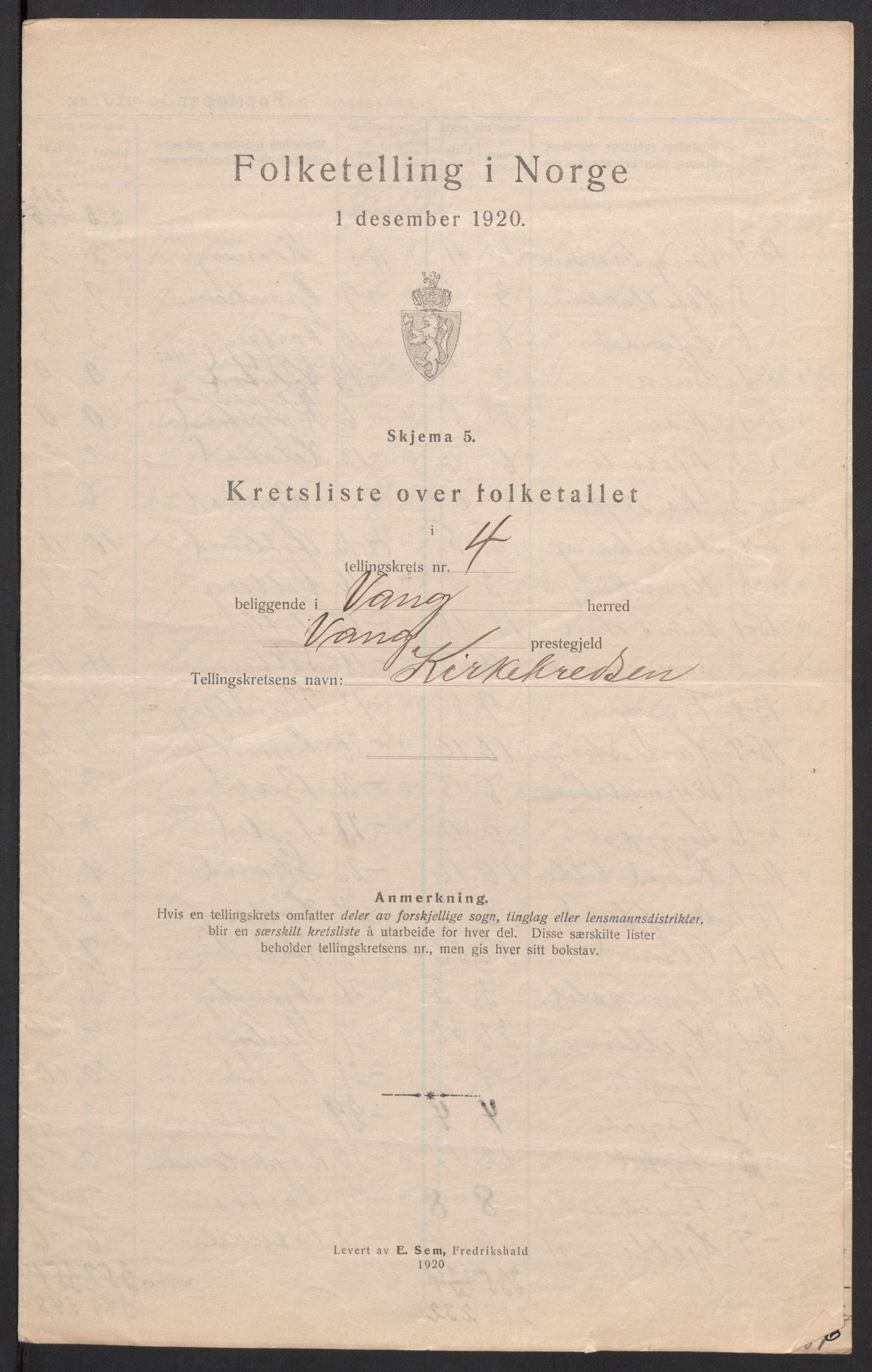 SAH, 1920 census for Vang (Hedmark), 1920, p. 27