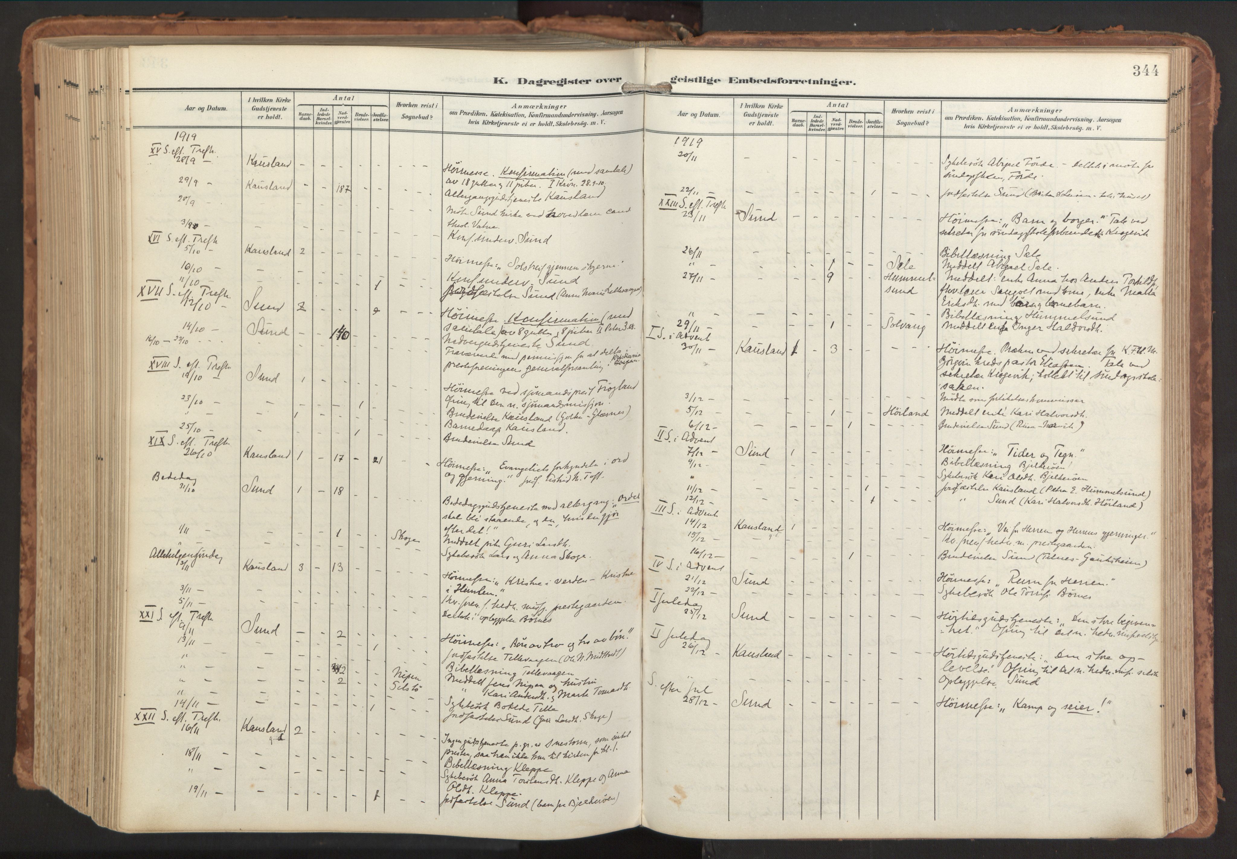 Sund sokneprestembete, AV/SAB-A-99930: Parish register (official) no. B 2, 1907-1926, p. 344