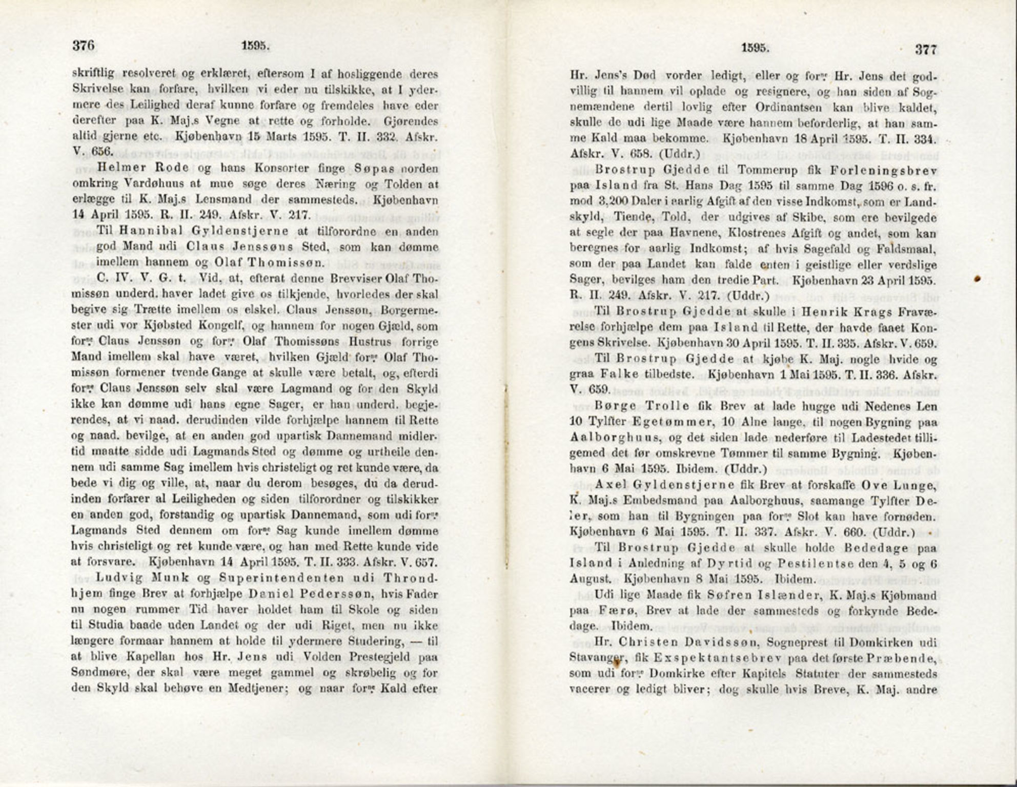 Publikasjoner utgitt av Det Norske Historiske Kildeskriftfond, PUBL/-/-/-: Norske Rigs-Registranter, bind 3, 1588-1602, p. 376-377