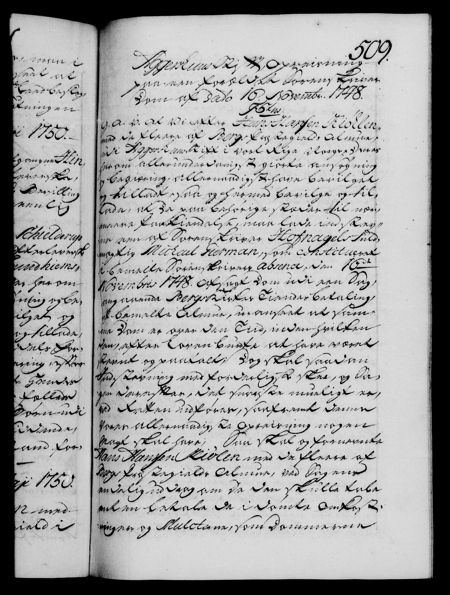 Danske Kanselli 1572-1799, AV/RA-EA-3023/F/Fc/Fca/Fcaa/L0036: Norske registre, 1749-1750, p. 509a