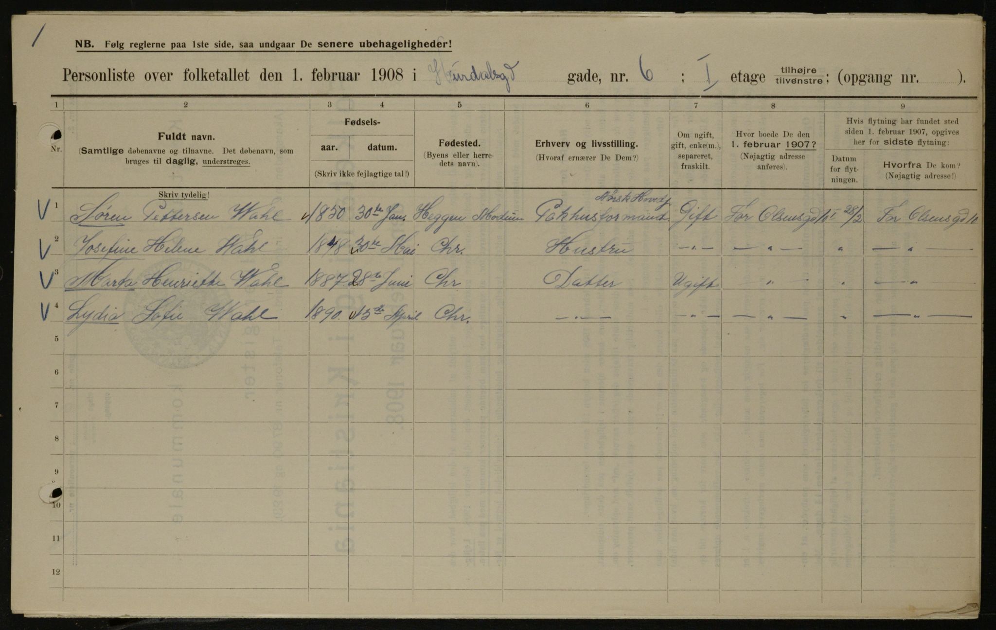 OBA, Municipal Census 1908 for Kristiania, 1908, p. 37980