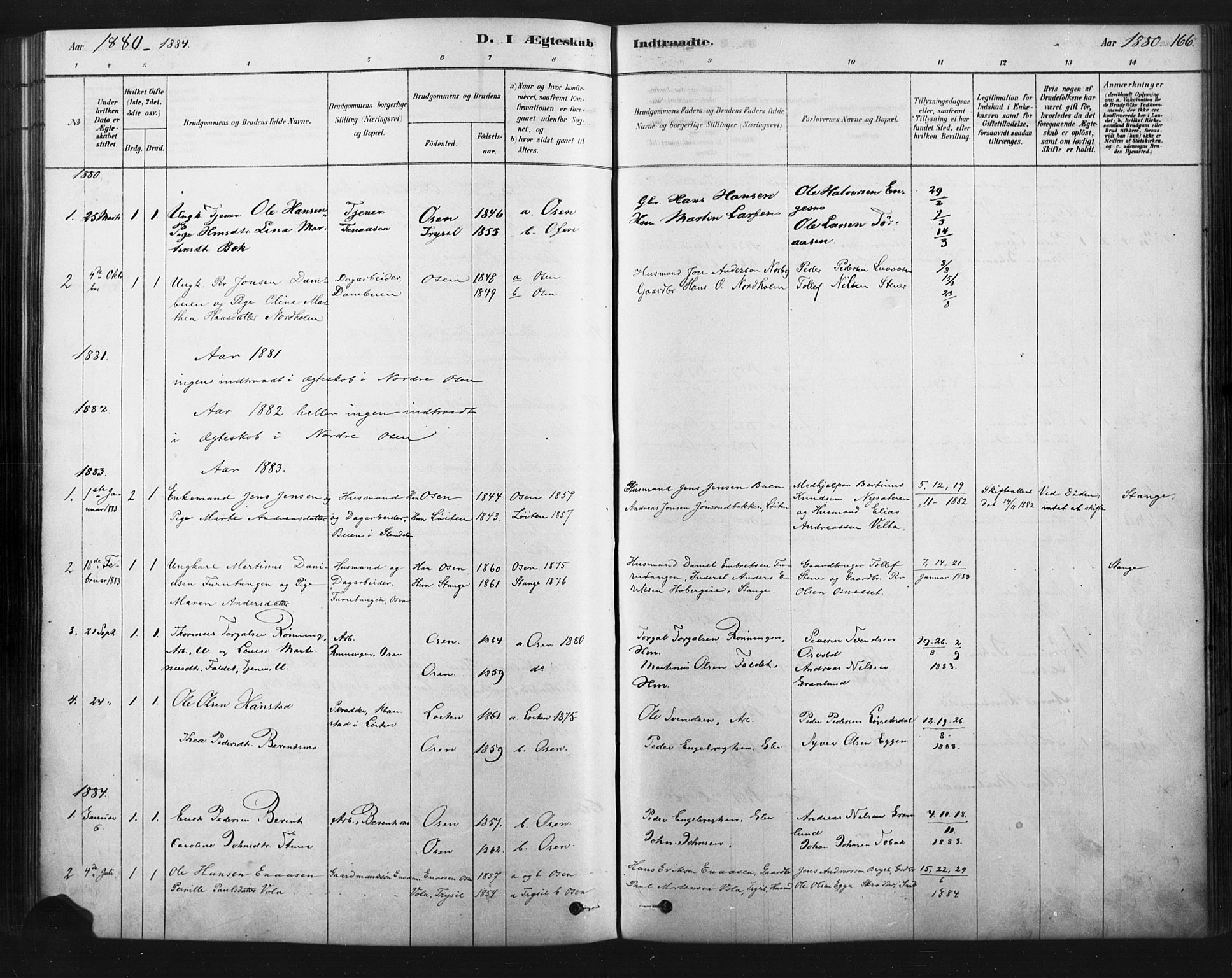 Åmot prestekontor, Hedmark, SAH/PREST-056/H/Ha/Haa/L0012: Parish register (official) no. 12, 1878-1901, p. 166