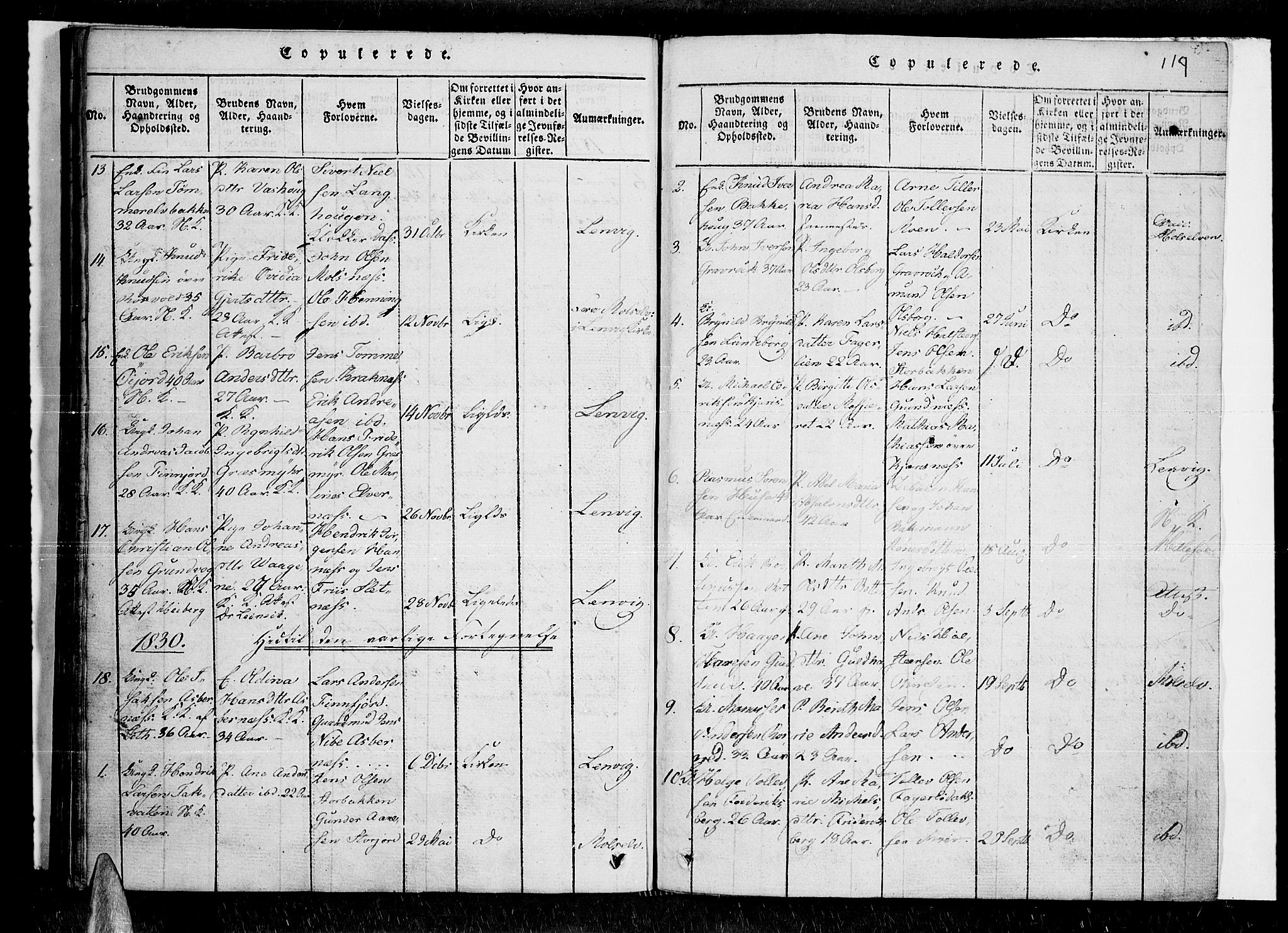Lenvik sokneprestembete, SATØ/S-1310/H/Ha/Haa/L0003kirke: Parish register (official) no. 3, 1820-1831, p. 119