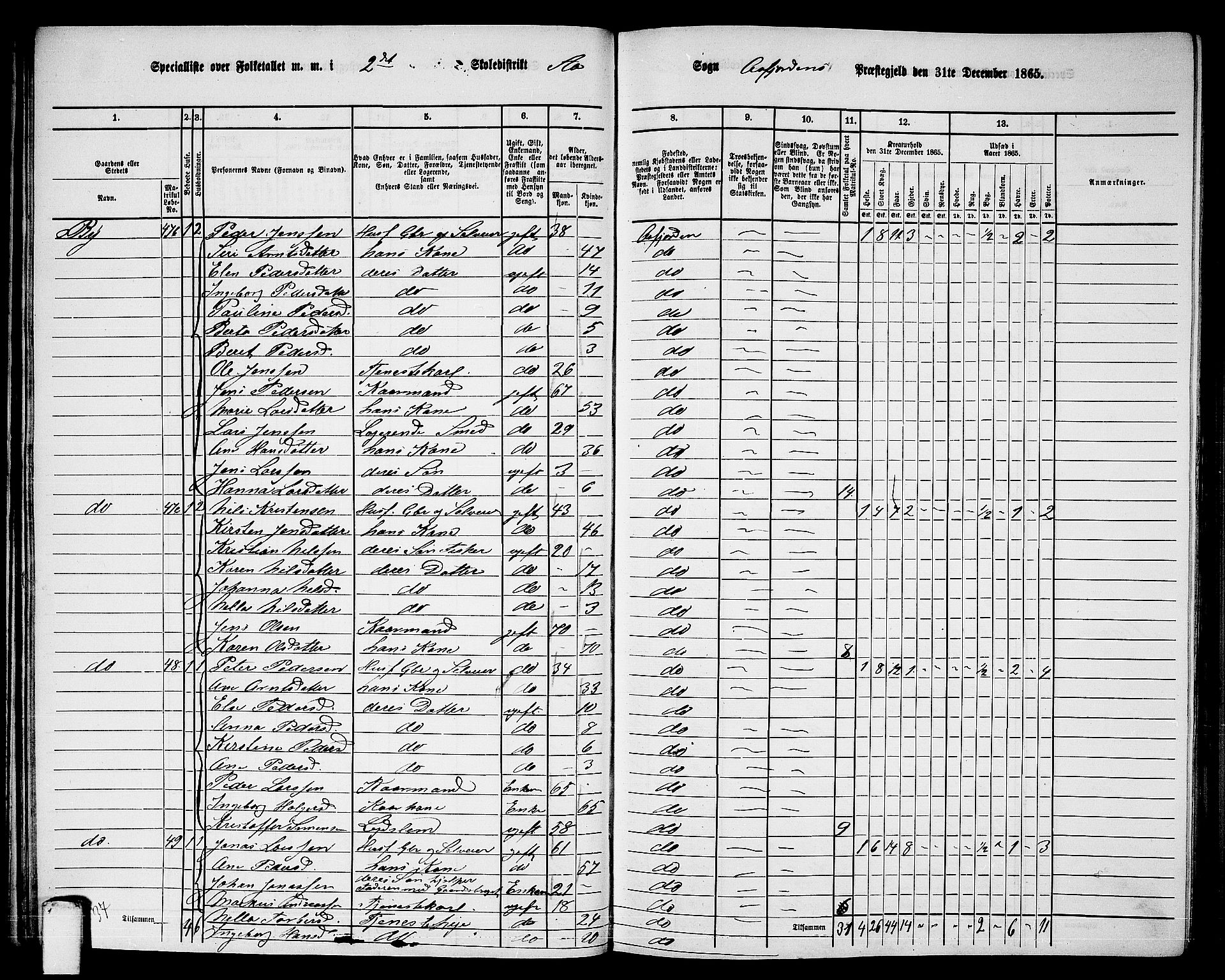 RA, 1865 census for Aafjorden, 1865, p. 31