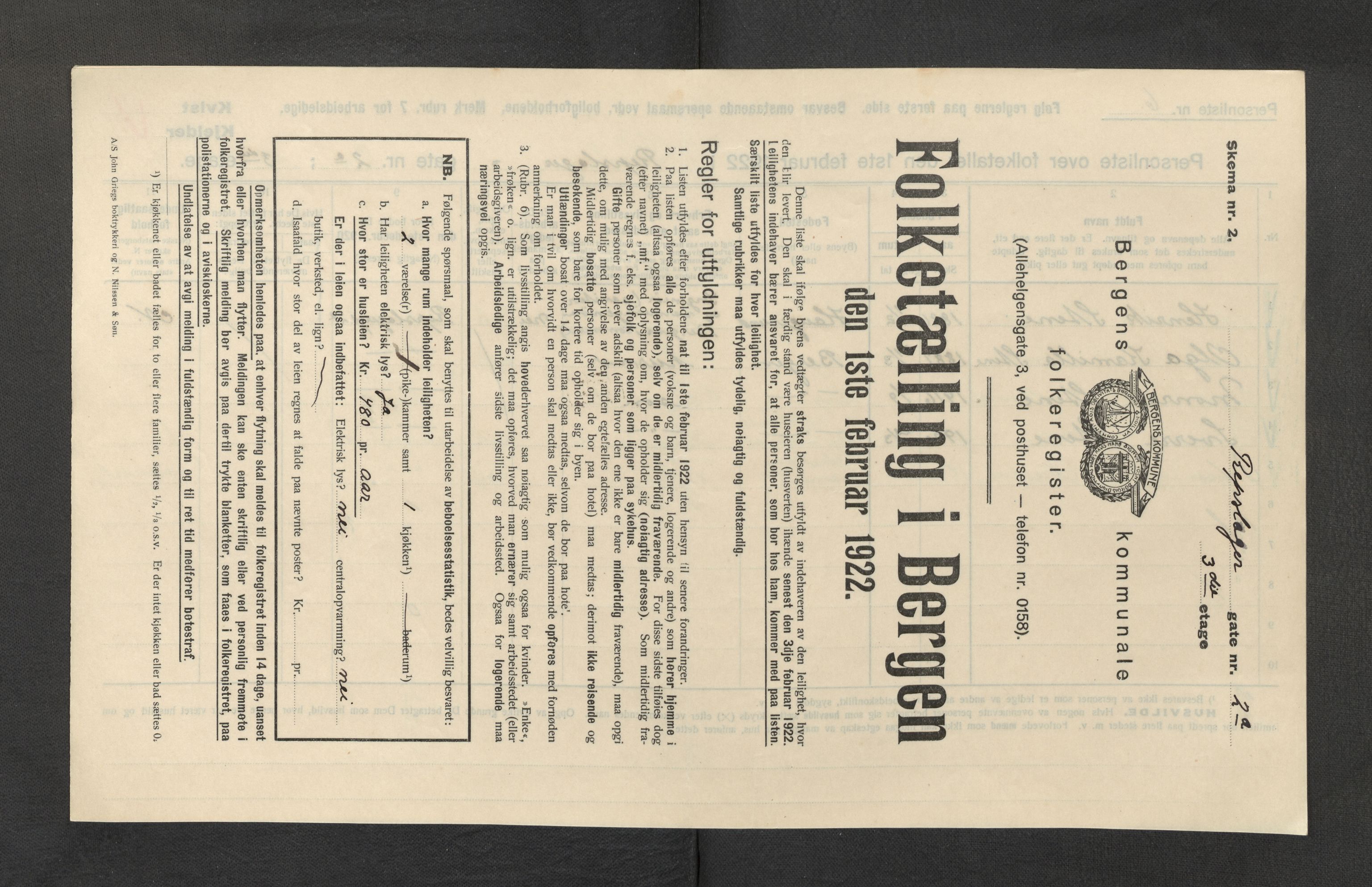 SAB, Municipal Census 1922 for Bergen, 1922, p. 32368