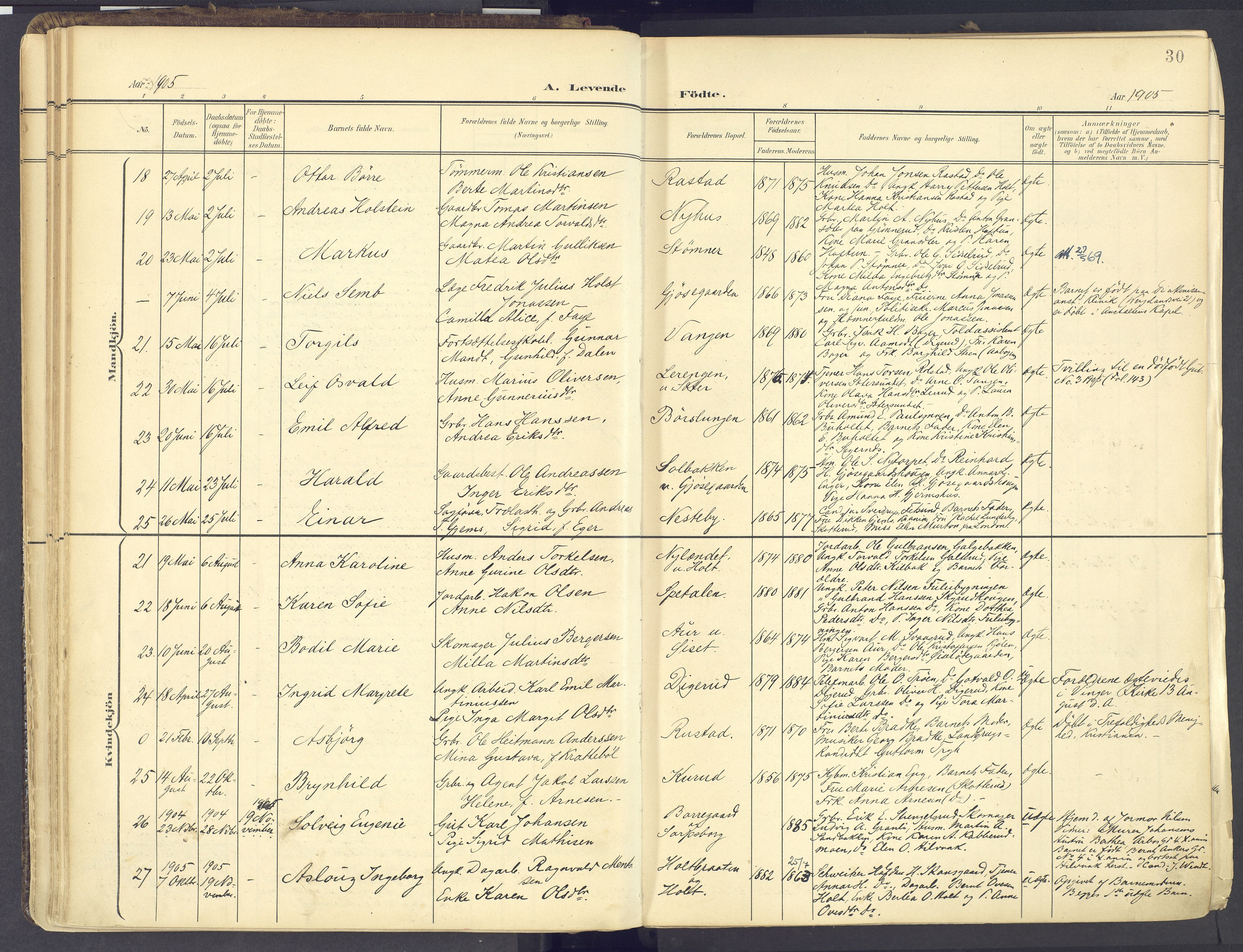 Vinger prestekontor, AV/SAH-PREST-024/H/Ha/Haa/L0017: Parish register (official) no. 17, 1901-1927, p. 30