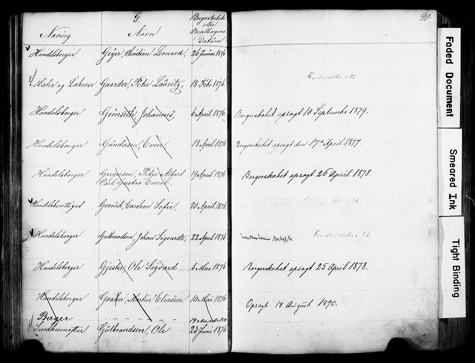 Kristiania magistrat, SAO/A-10711/F/Fb/L0004: Borgerrulle, 1860-1879, p. 92