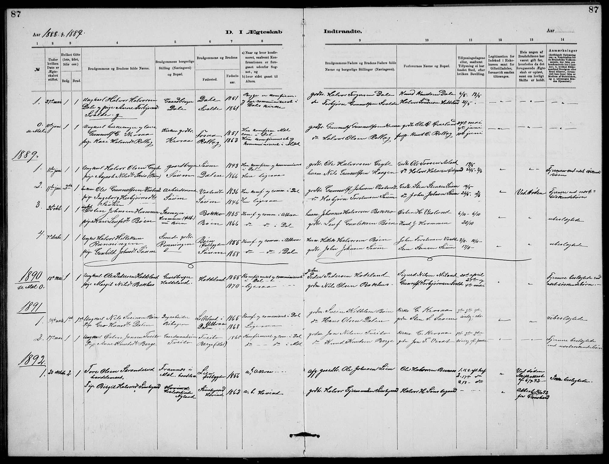 Rjukan kirkebøker, SAKO/A-294/G/Ga/L0001: Parish register (copy) no. 1, 1880-1914, p. 87