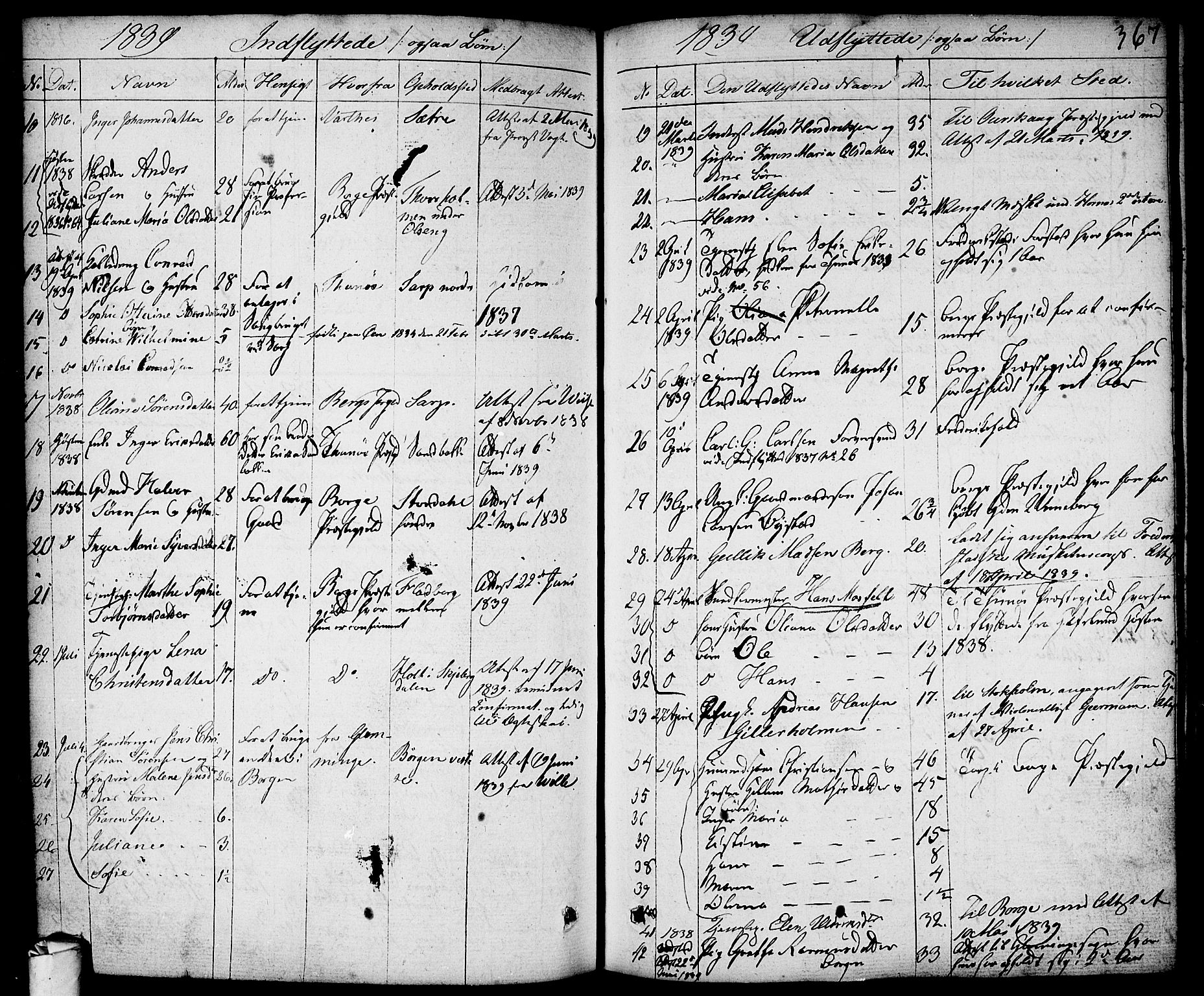 Skjeberg prestekontor Kirkebøker, AV/SAO-A-10923/F/Fa/L0005: Parish register (official) no. I 5, 1830-1845, p. 367