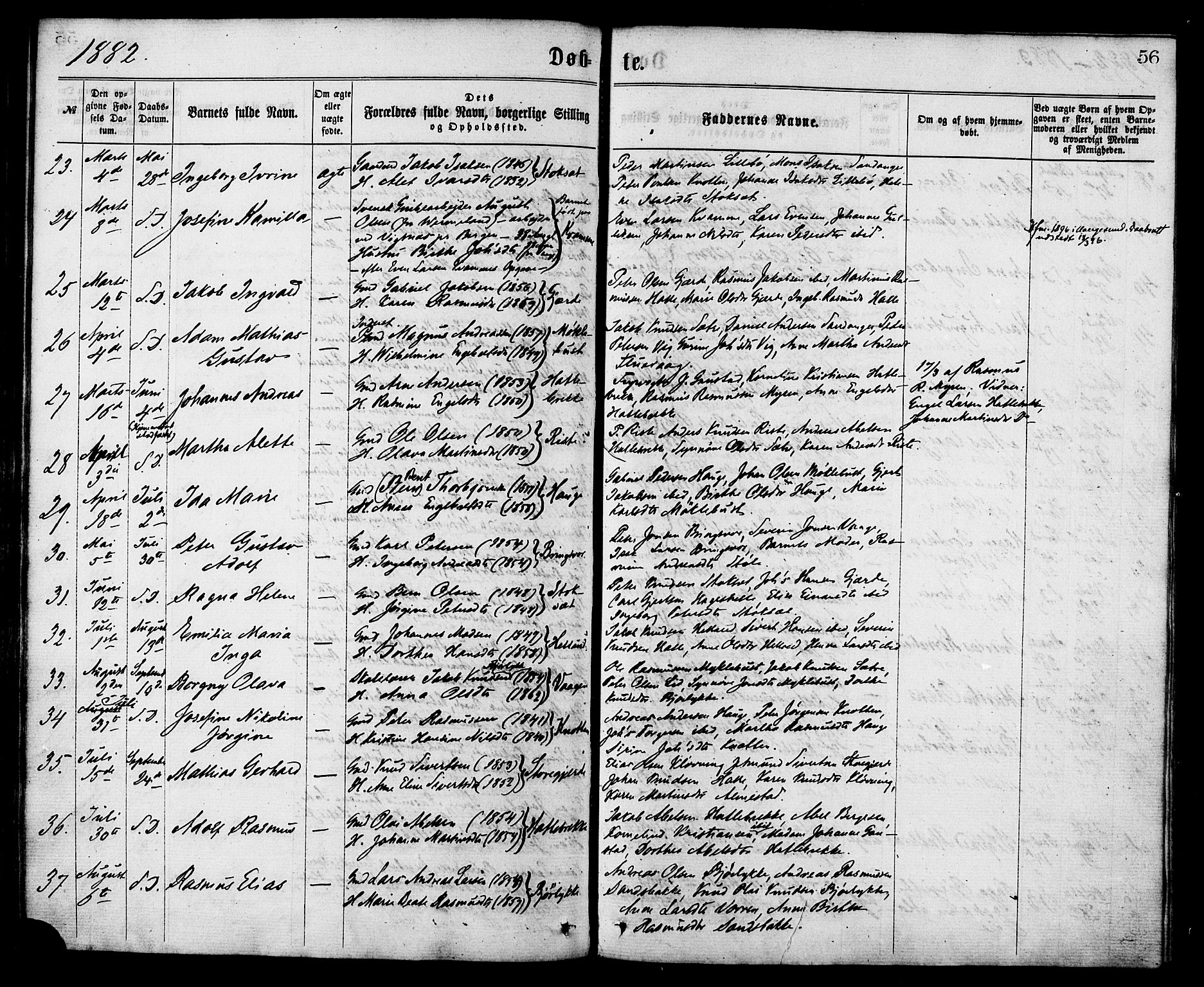 Ministerialprotokoller, klokkerbøker og fødselsregistre - Møre og Romsdal, AV/SAT-A-1454/503/L0035: Parish register (official) no. 503A03, 1865-1884, p. 56