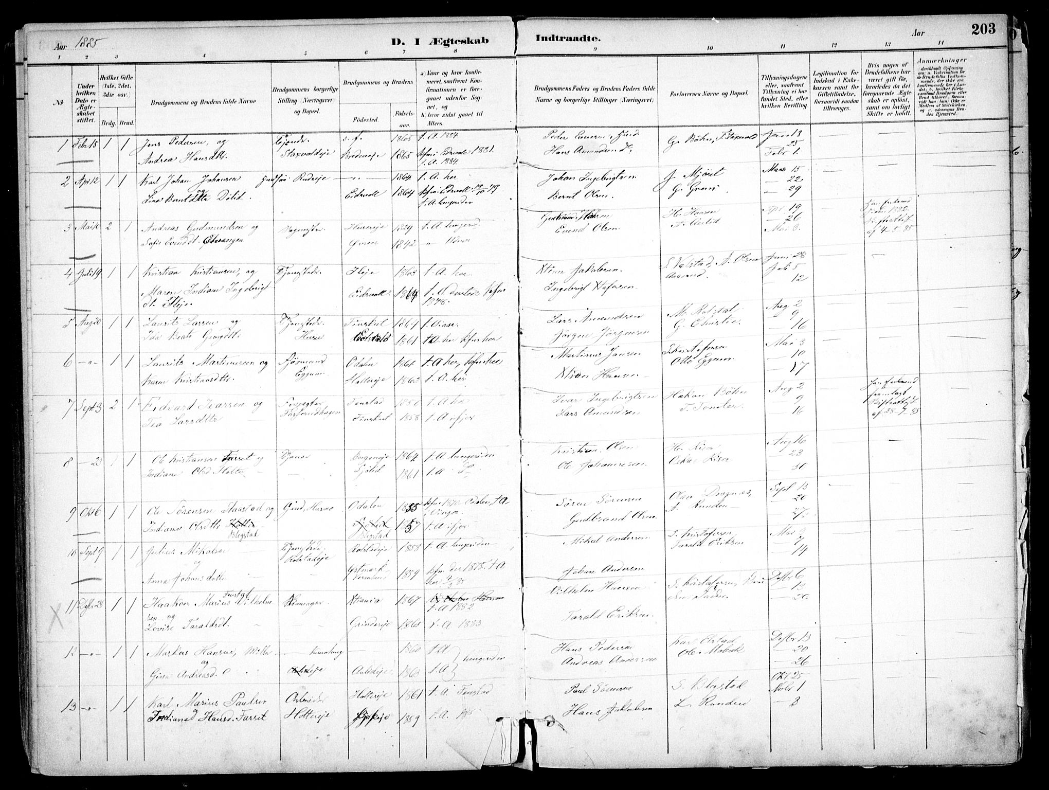 Nes prestekontor Kirkebøker, SAO/A-10410/F/Fb/L0002: Parish register (official) no. II 2, 1883-1918, p. 203