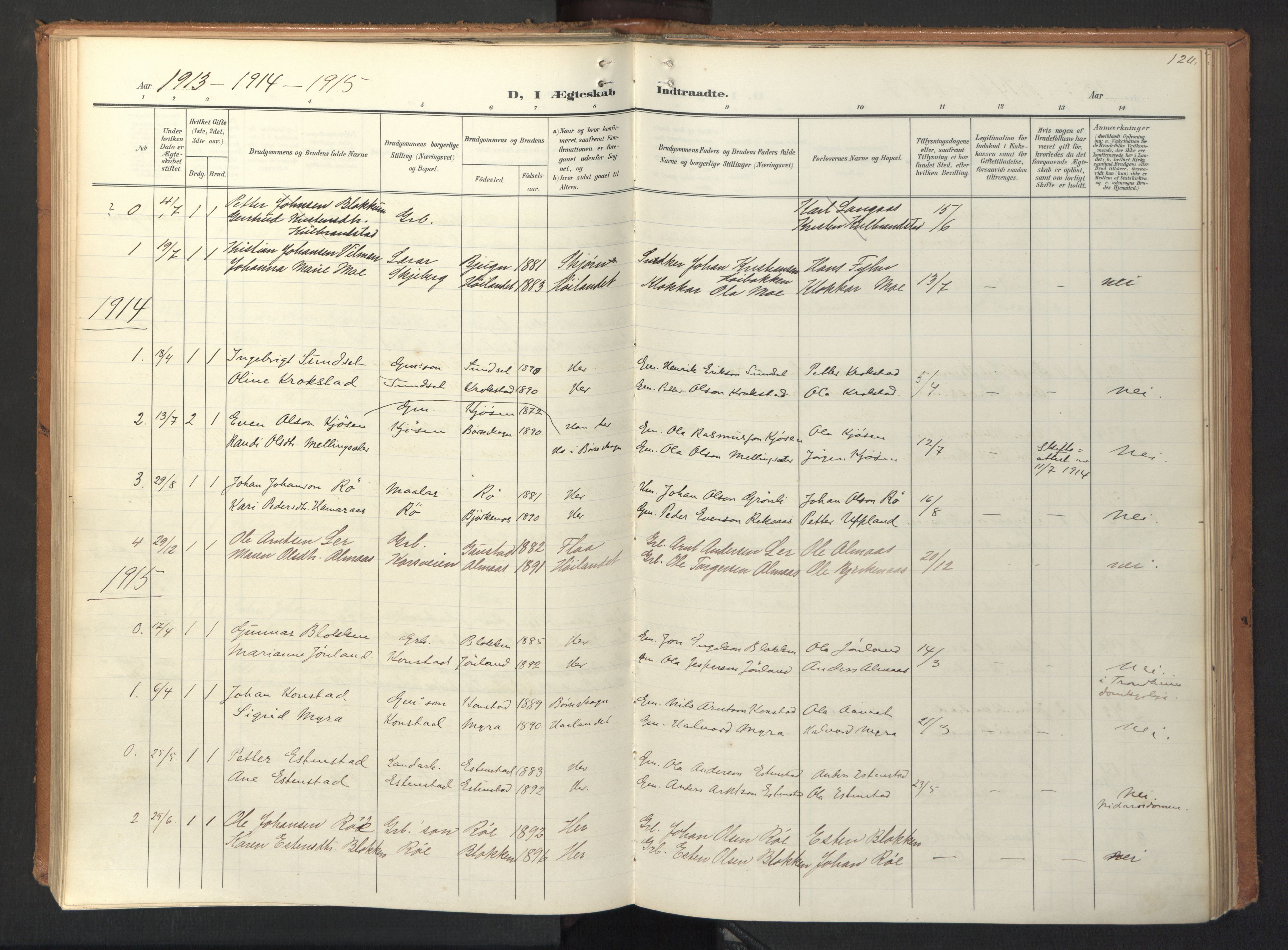 Ministerialprotokoller, klokkerbøker og fødselsregistre - Sør-Trøndelag, SAT/A-1456/694/L1128: Parish register (official) no. 694A02, 1906-1931, p. 120