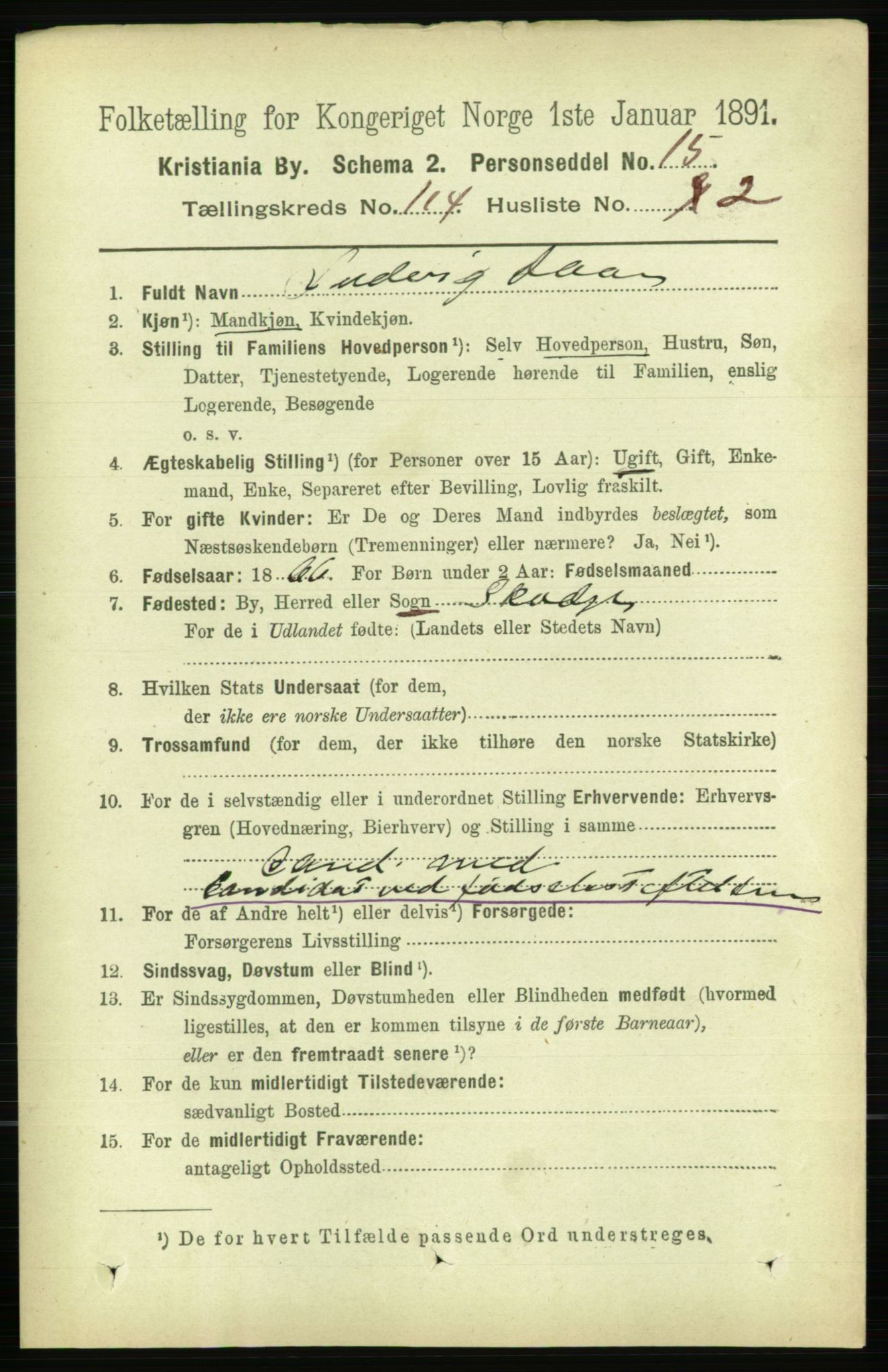RA, 1891 census for 0301 Kristiania, 1891, p. 60786