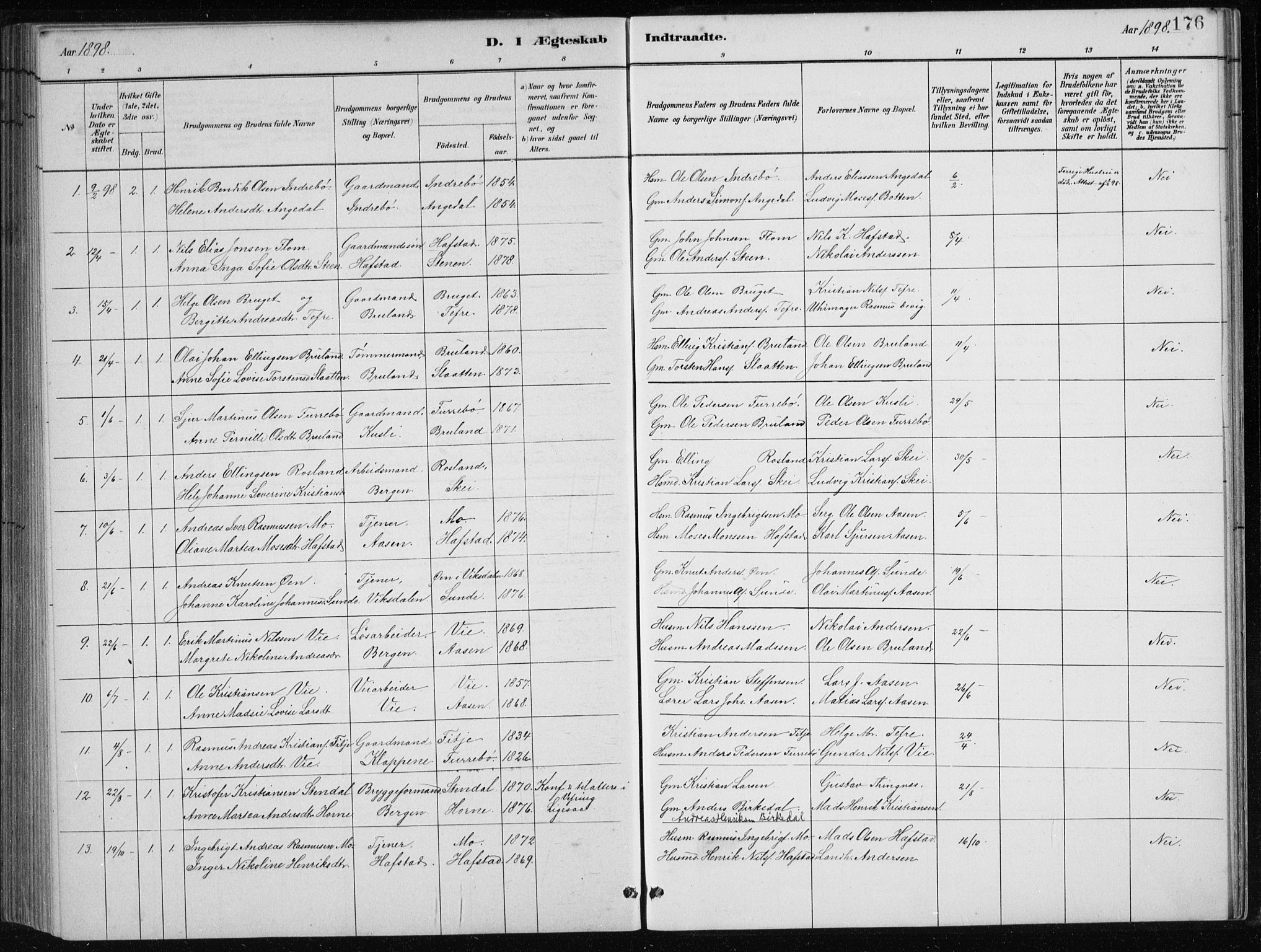 Førde sokneprestembete, AV/SAB-A-79901/H/Hab/Haba/L0002: Parish register (copy) no. A 2, 1881-1898, p. 176