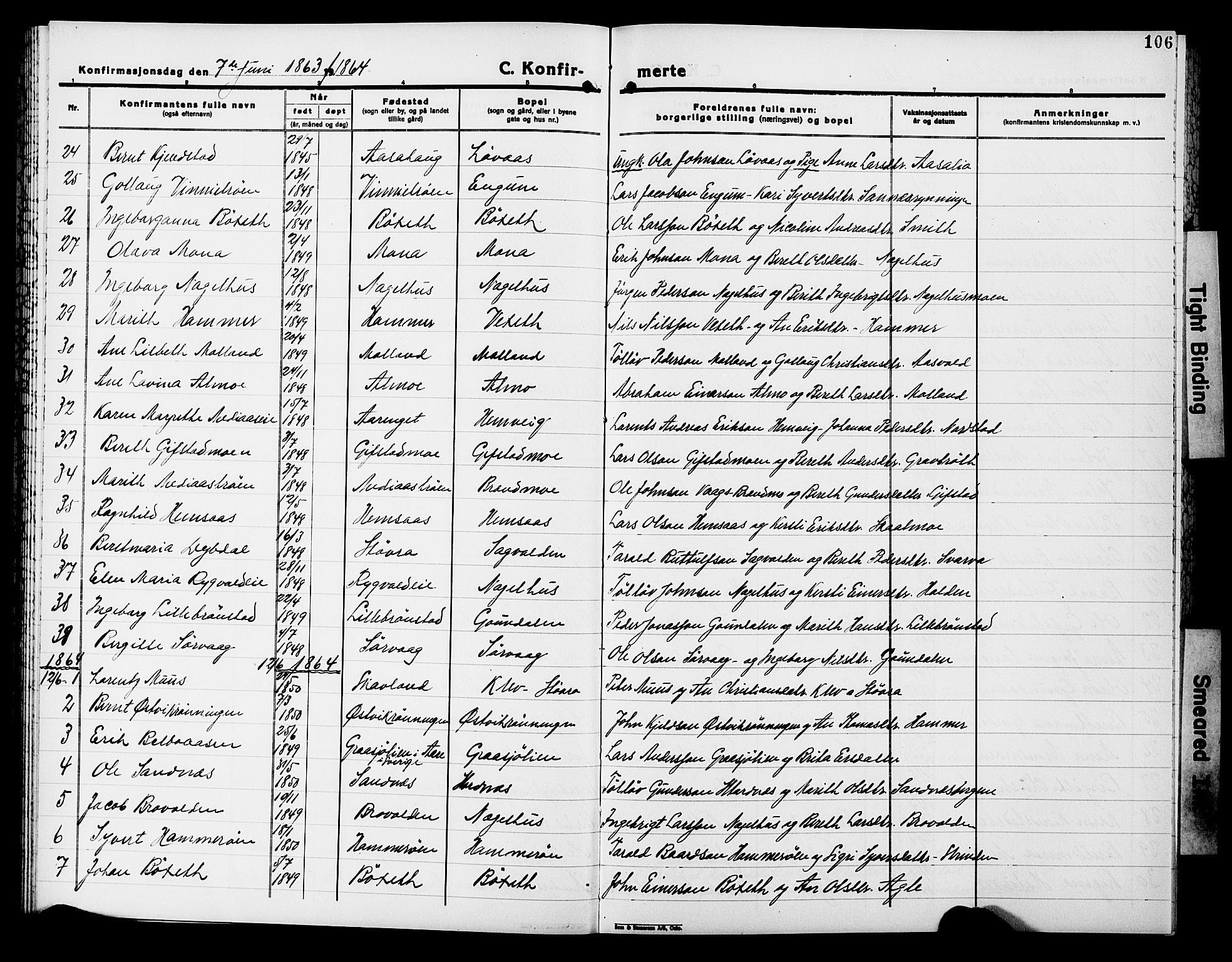Ministerialprotokoller, klokkerbøker og fødselsregistre - Nord-Trøndelag, SAT/A-1458/749/L0485: Parish register (official) no. 749D01, 1857-1872, p. 106