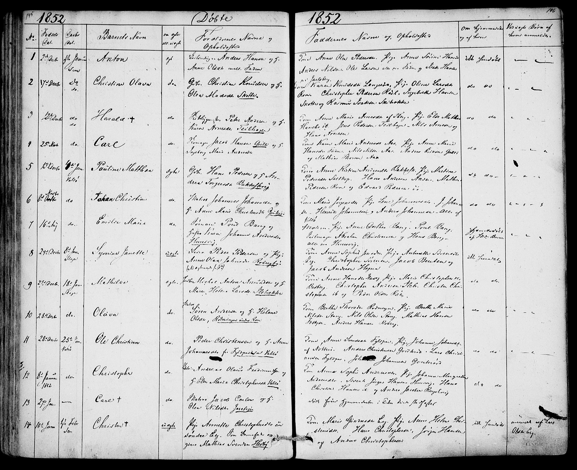Sem kirkebøker, SAKO/A-5/F/Fa/L0006: Parish register (official) no. I 6, 1843-1855, p. 145-146